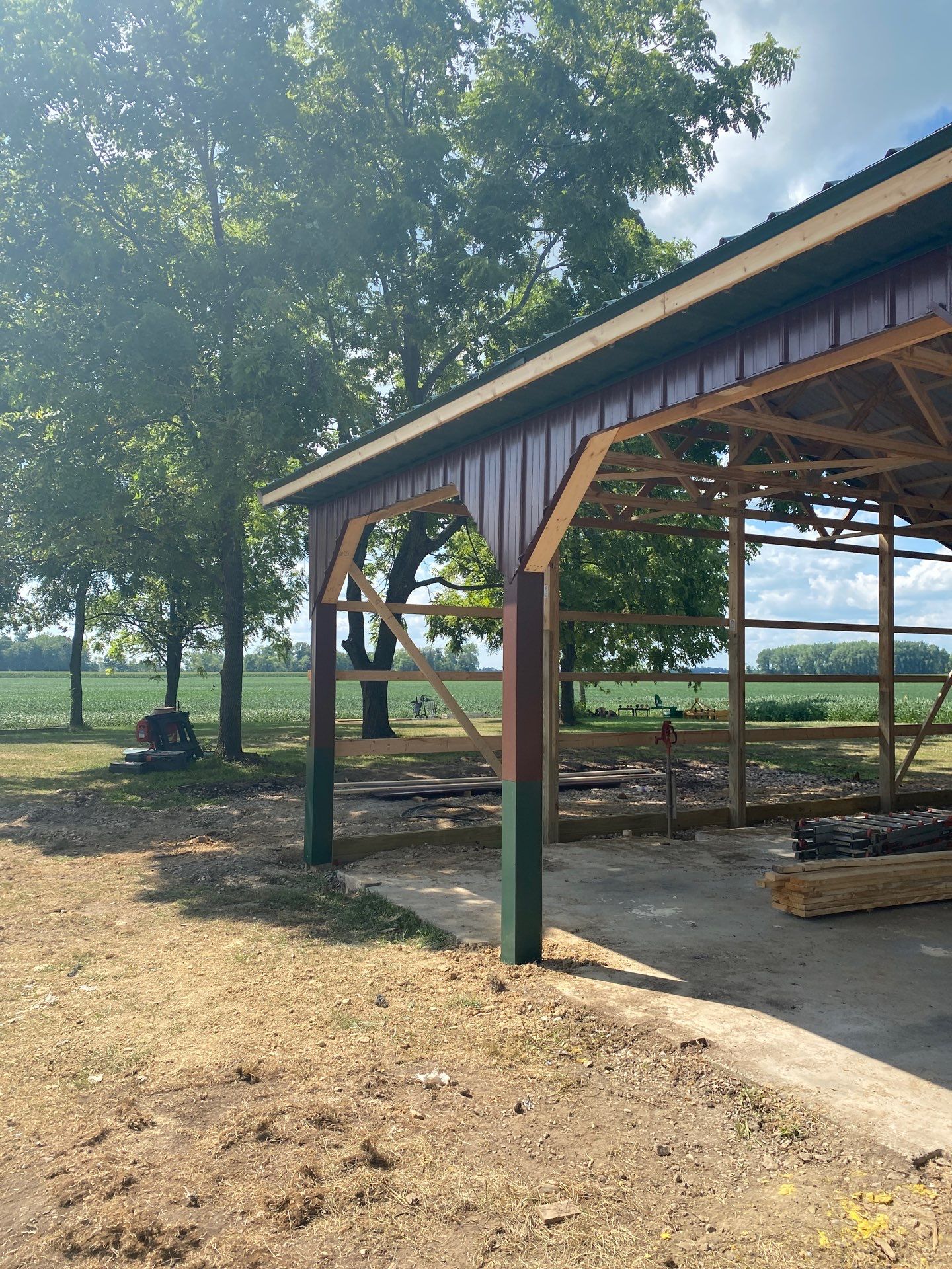 Multi-Bay Custom Pole Barn Construction in Arlington, Indiana by The Barn Builders 