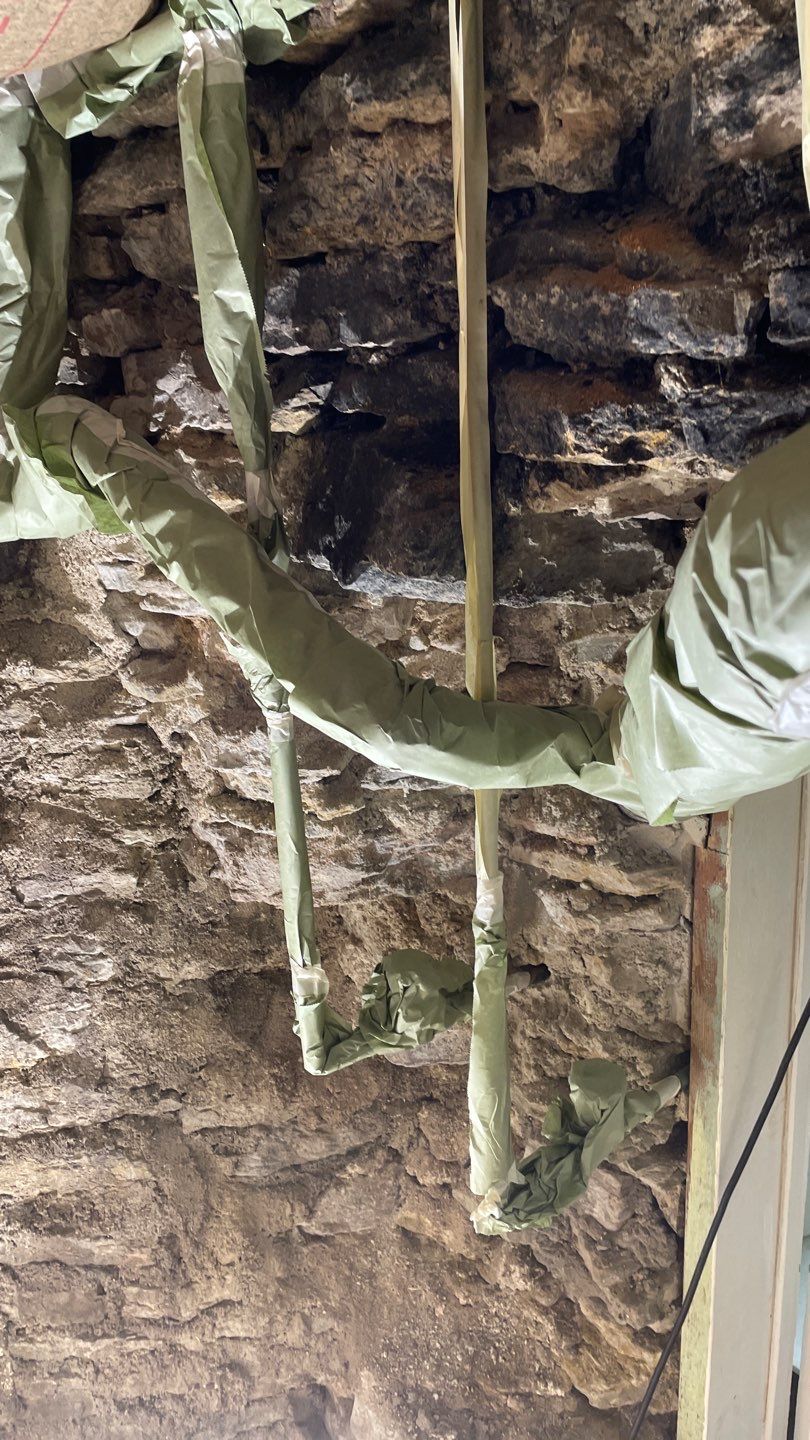 Parge Coating Drew's Stone Foundation by Waterproofing Northeast