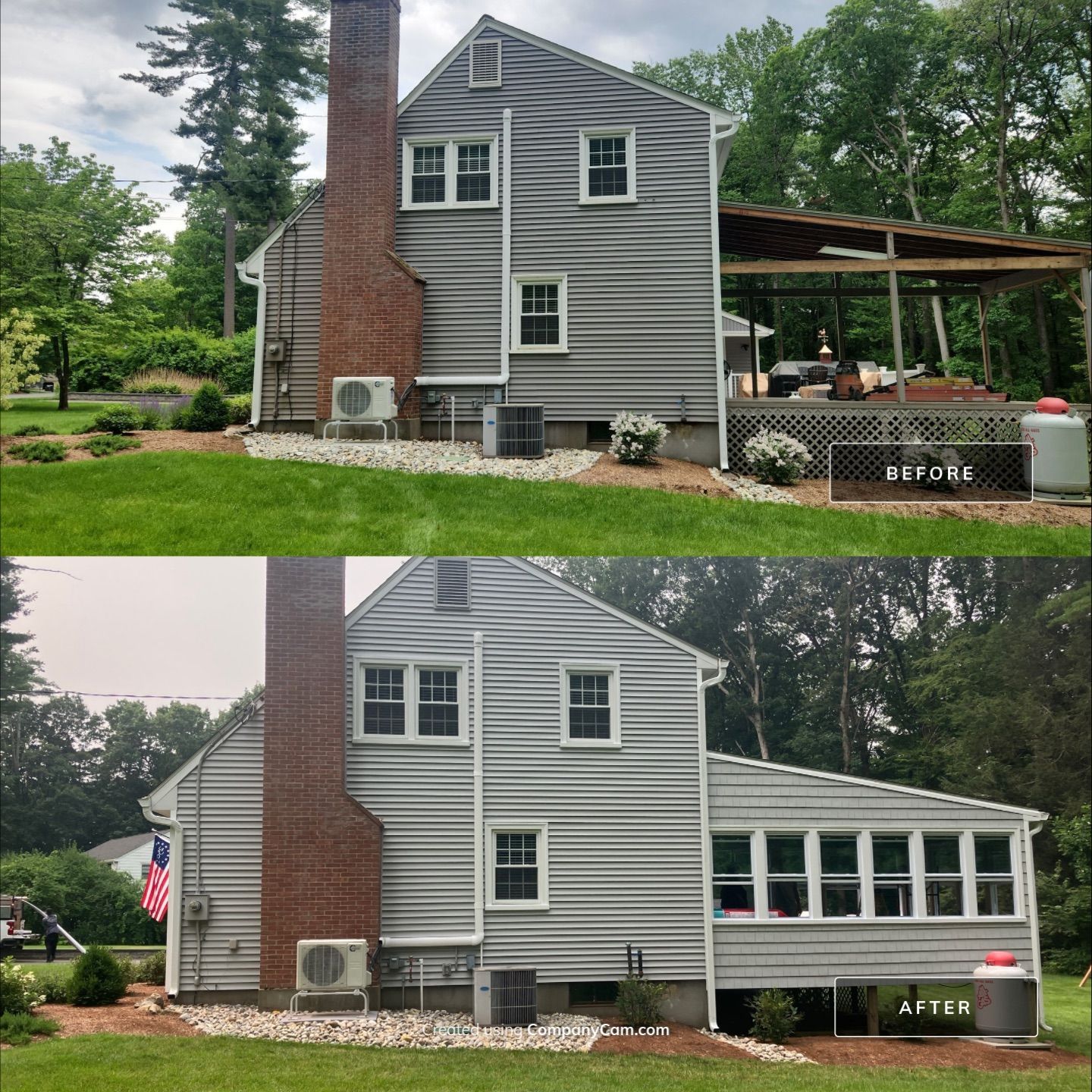 Siding Transformation with Cert Cedar Impressions D/7 Perfection Straight Bottom, Sterling Gray, and Cert Monogram D/4 x 12'6" Clapboard, Sterling Gray by DiGiorgi Roofing and Siding Inc