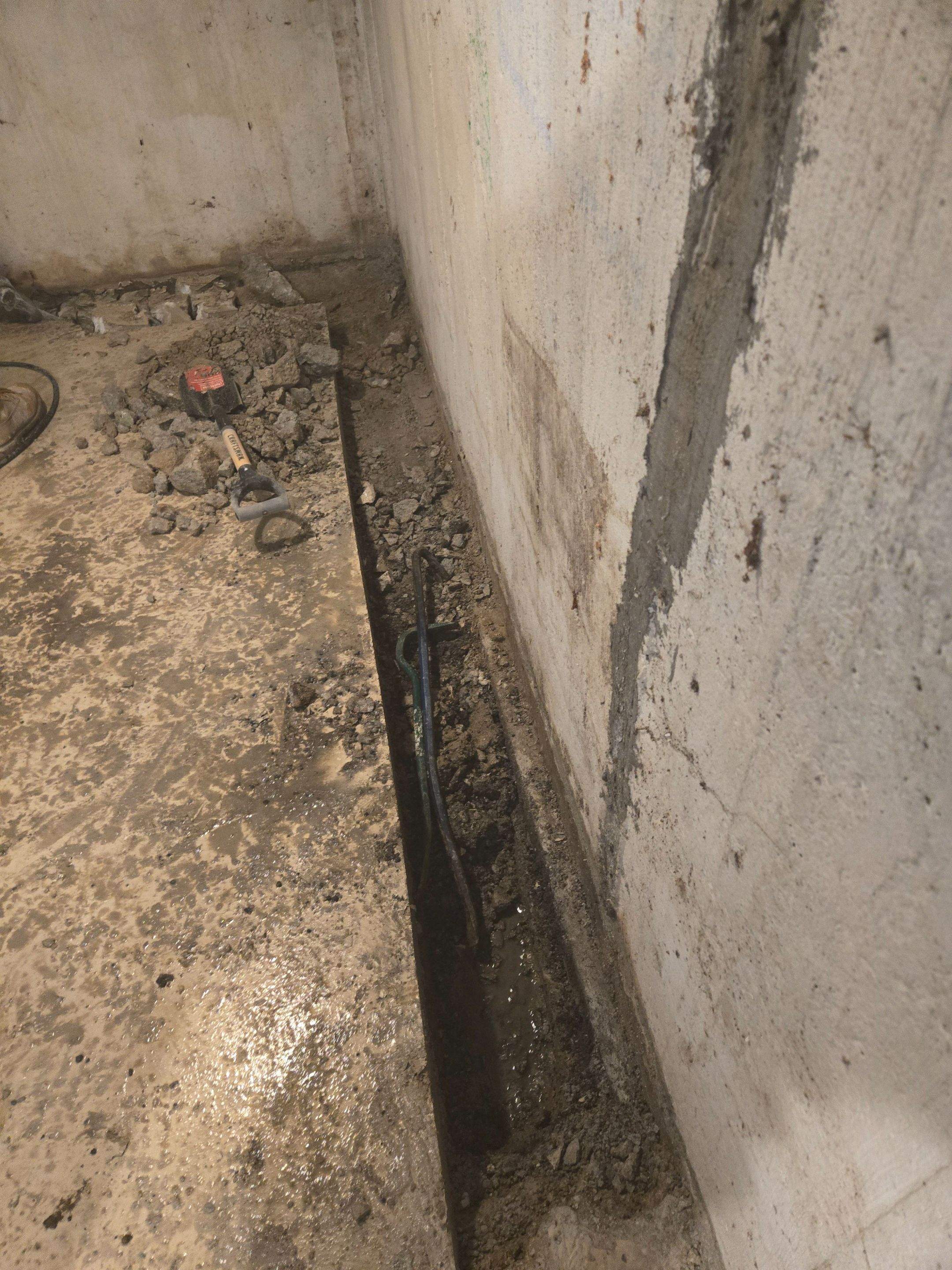 Interior Waterproofing using Drain Tile/White Cap by Allied Water Services