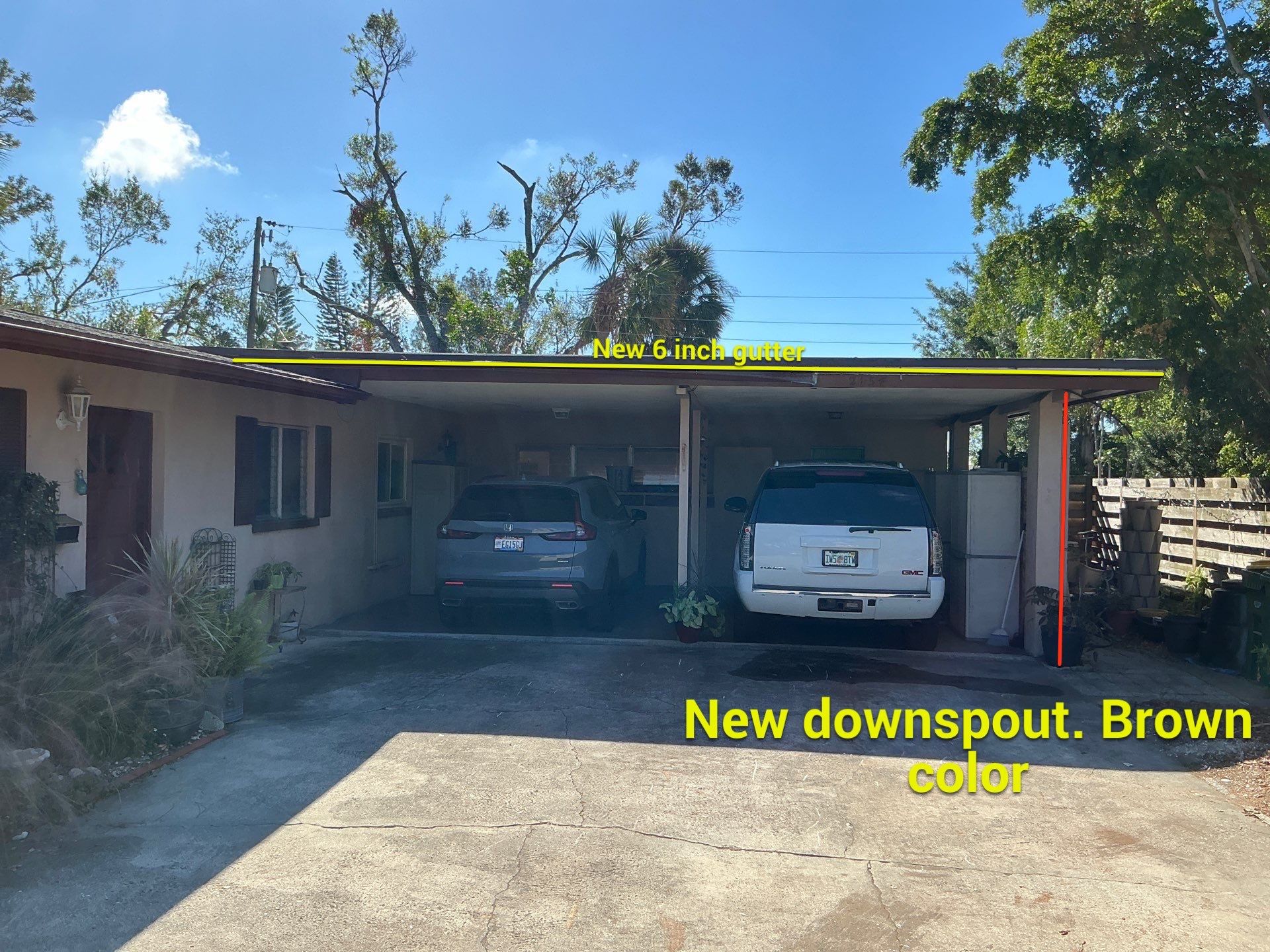 Brown Seamless Gutters in Sarasota FL by Gutter Professors