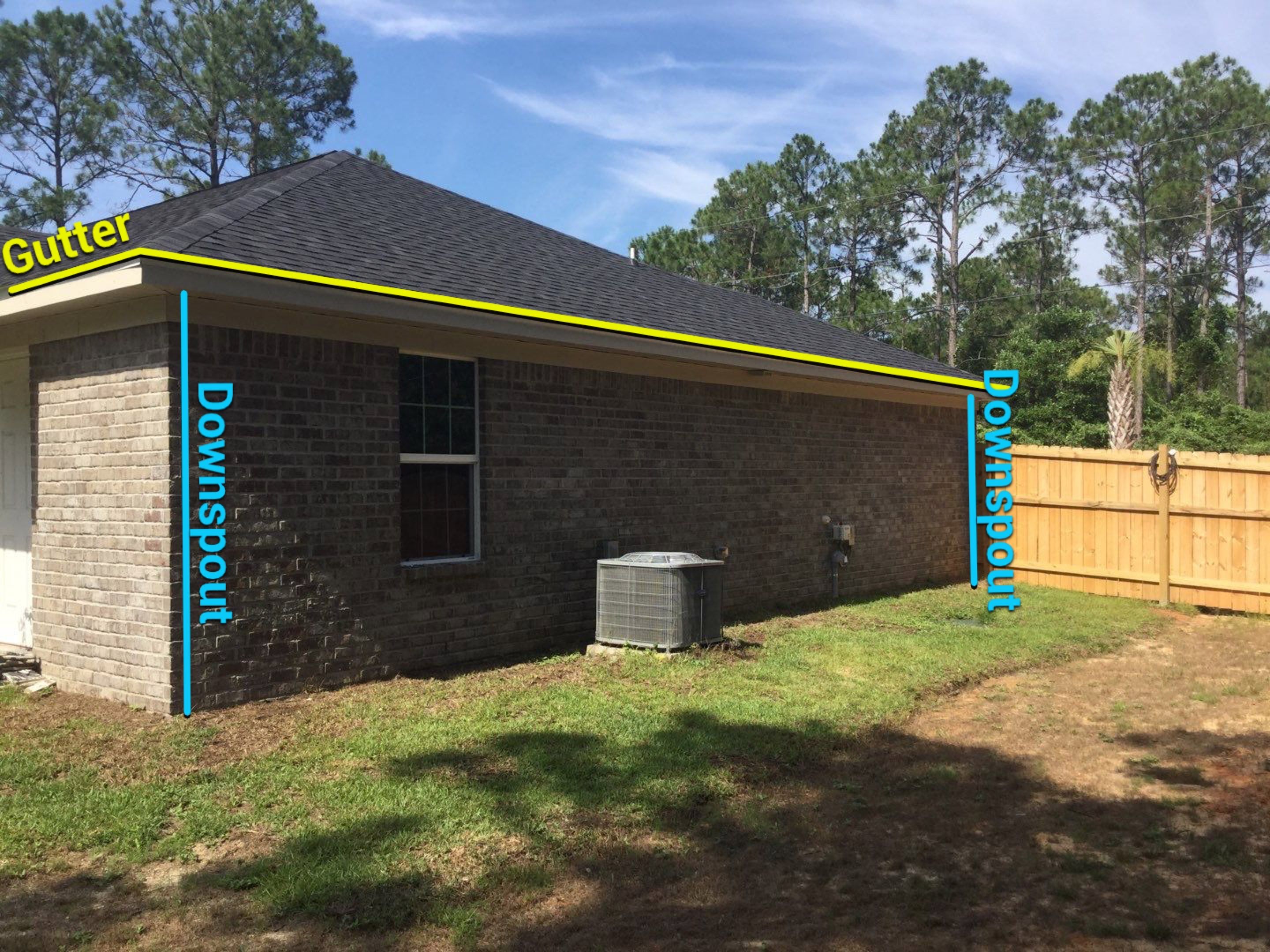 Downspout Installation using White Down Spouts in Milton FL by Gutter Professors