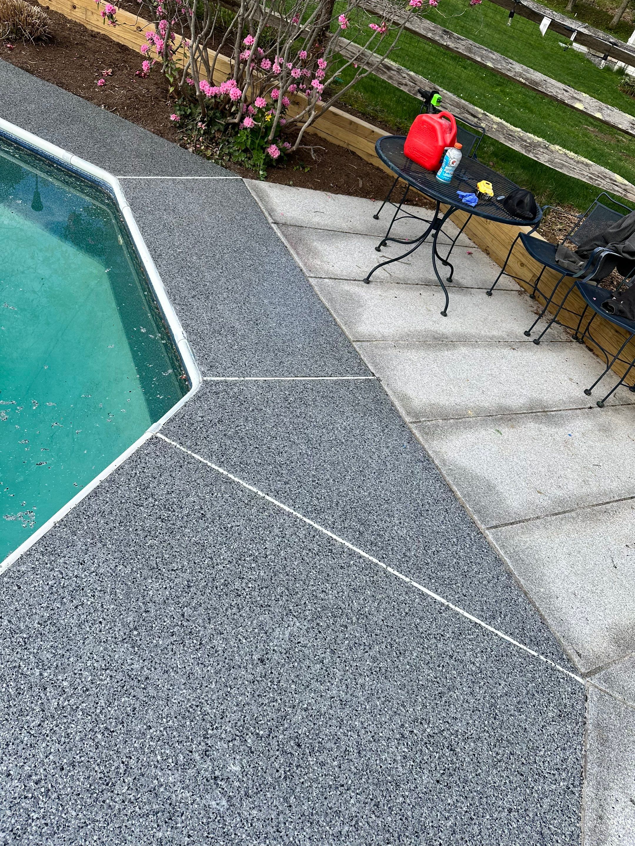 Poolside Concrete Floor Coating by DiGiorgi Roofing and Siding Inc