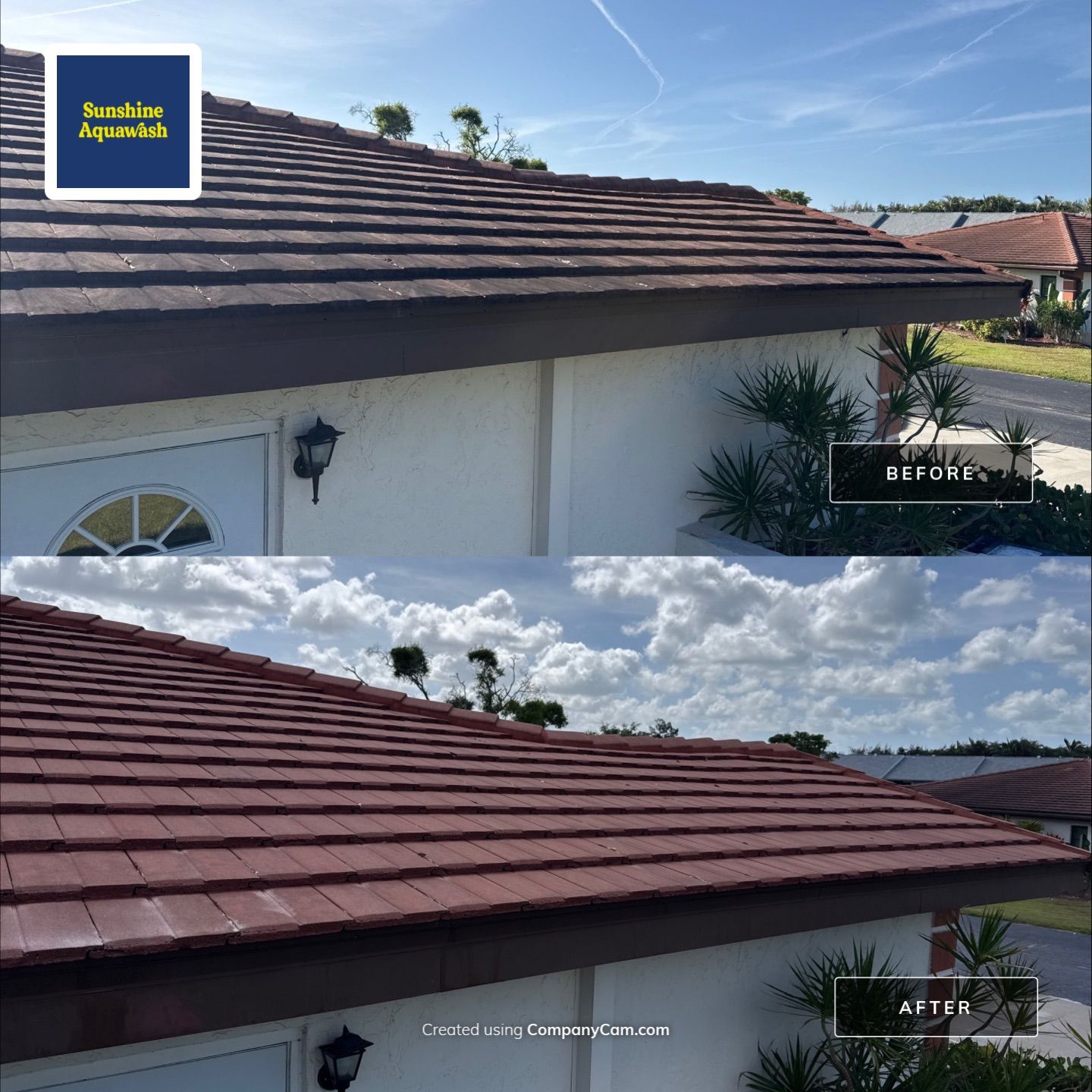 Tile Roof Cleaning in Vivienda at Bradenton, FL | No Roof Walking Method by Sunshine AquaWash