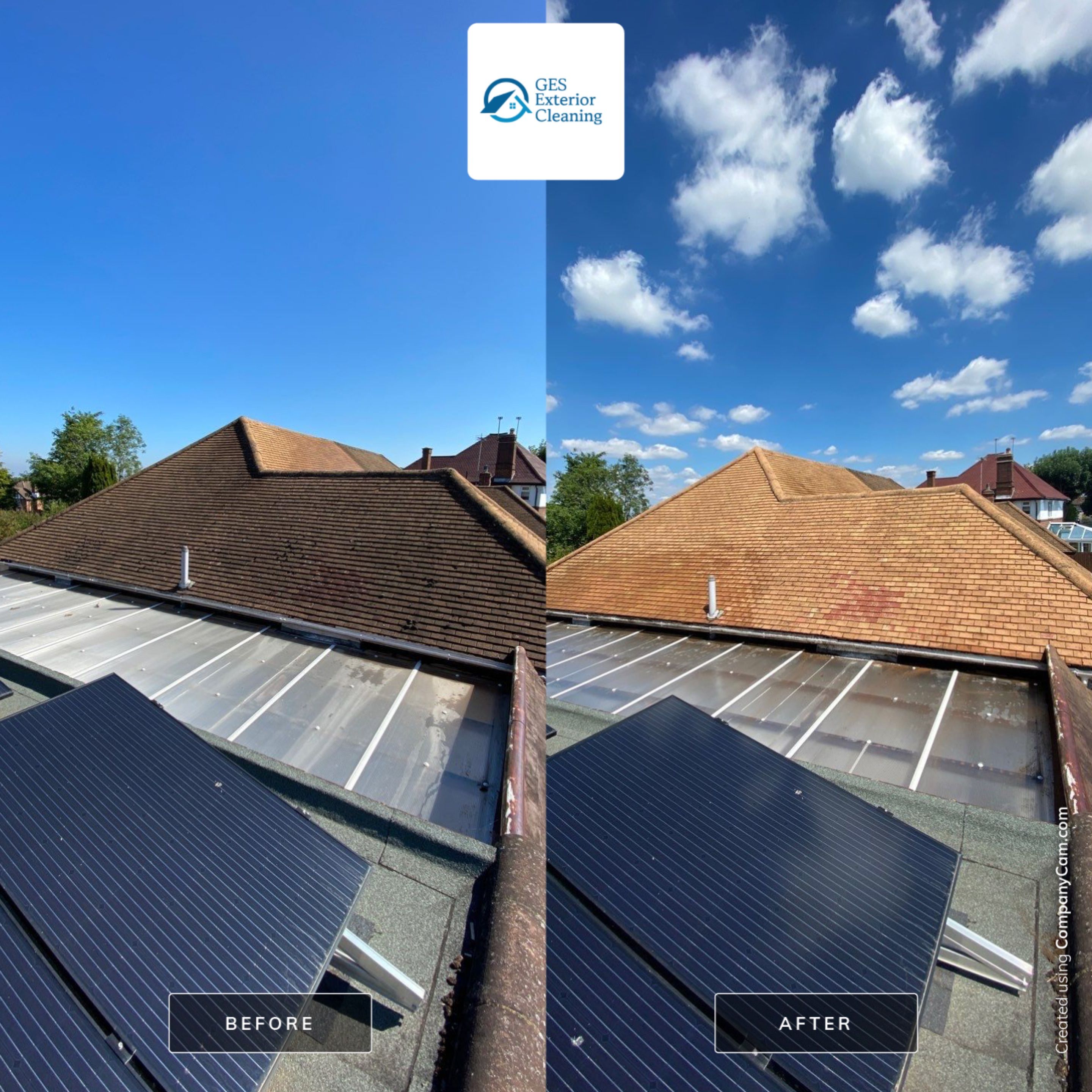 Roof Clean - Render Clean using Honda 15lpm Low Pressure Washing Machine by Ges Exterior Cleaning ltd