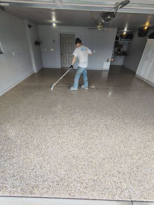 Multi-Colored Speckled Epoxy Concrete Coating for Residential Garage