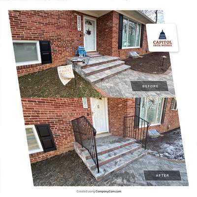 Custom Exterior Iron Railing with Ornamental Detail