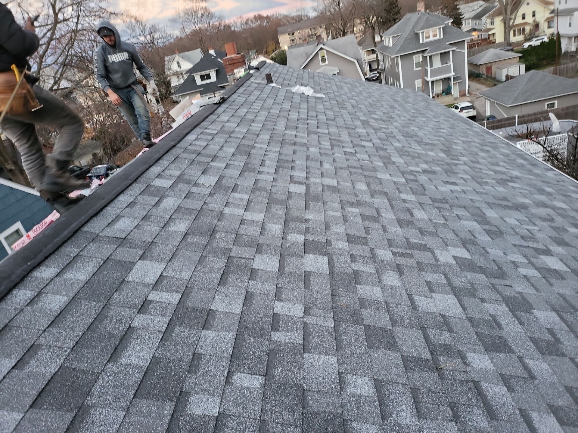 Residential Roofing Installation using Owens Corning TruDefinition Slatestone Gray by A Plus Exterior