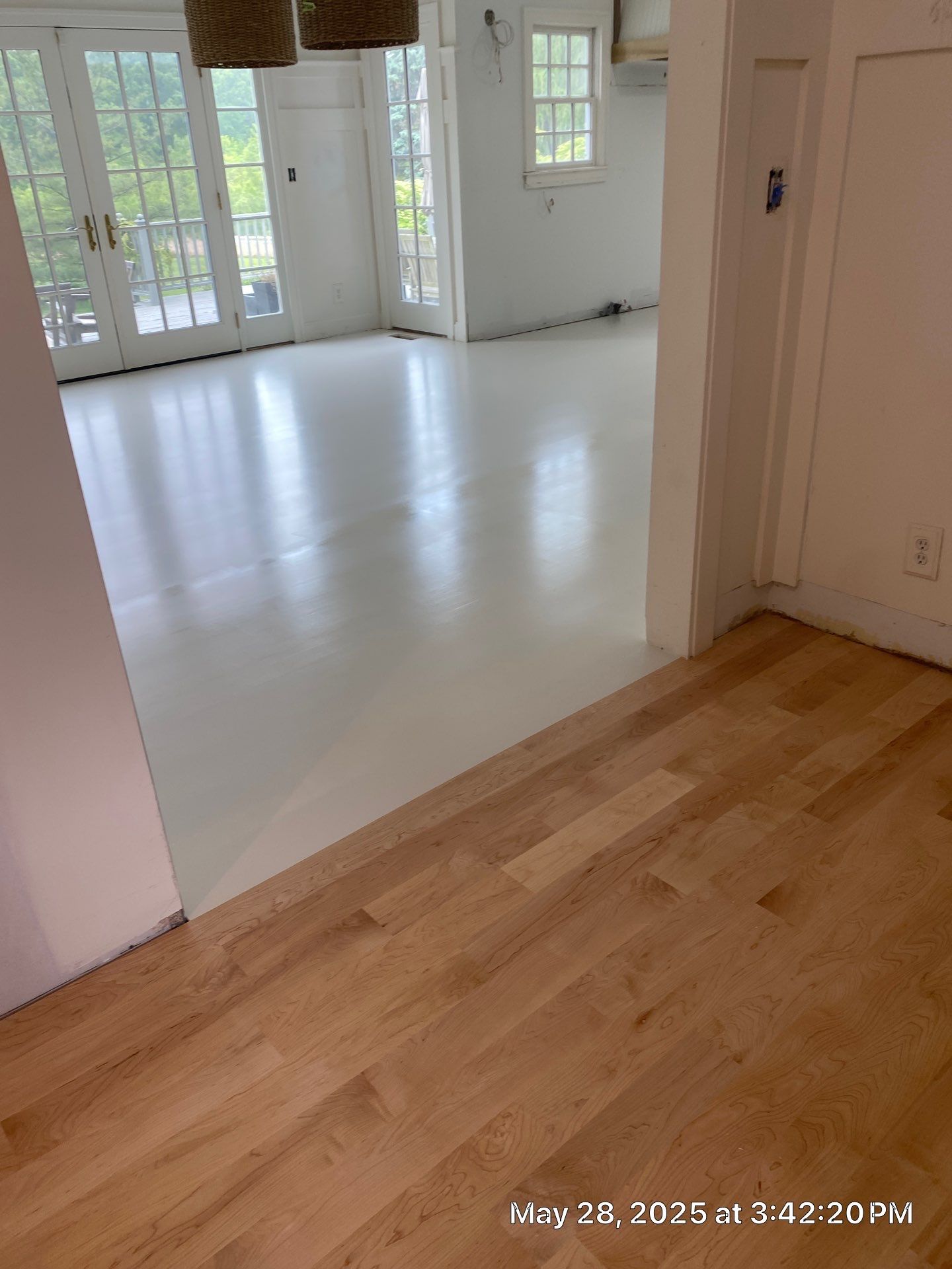 Paint the brand new maple floor...WHITE! Designer-driven project is a showstopper! by RTBaldwin Hardwood Floors