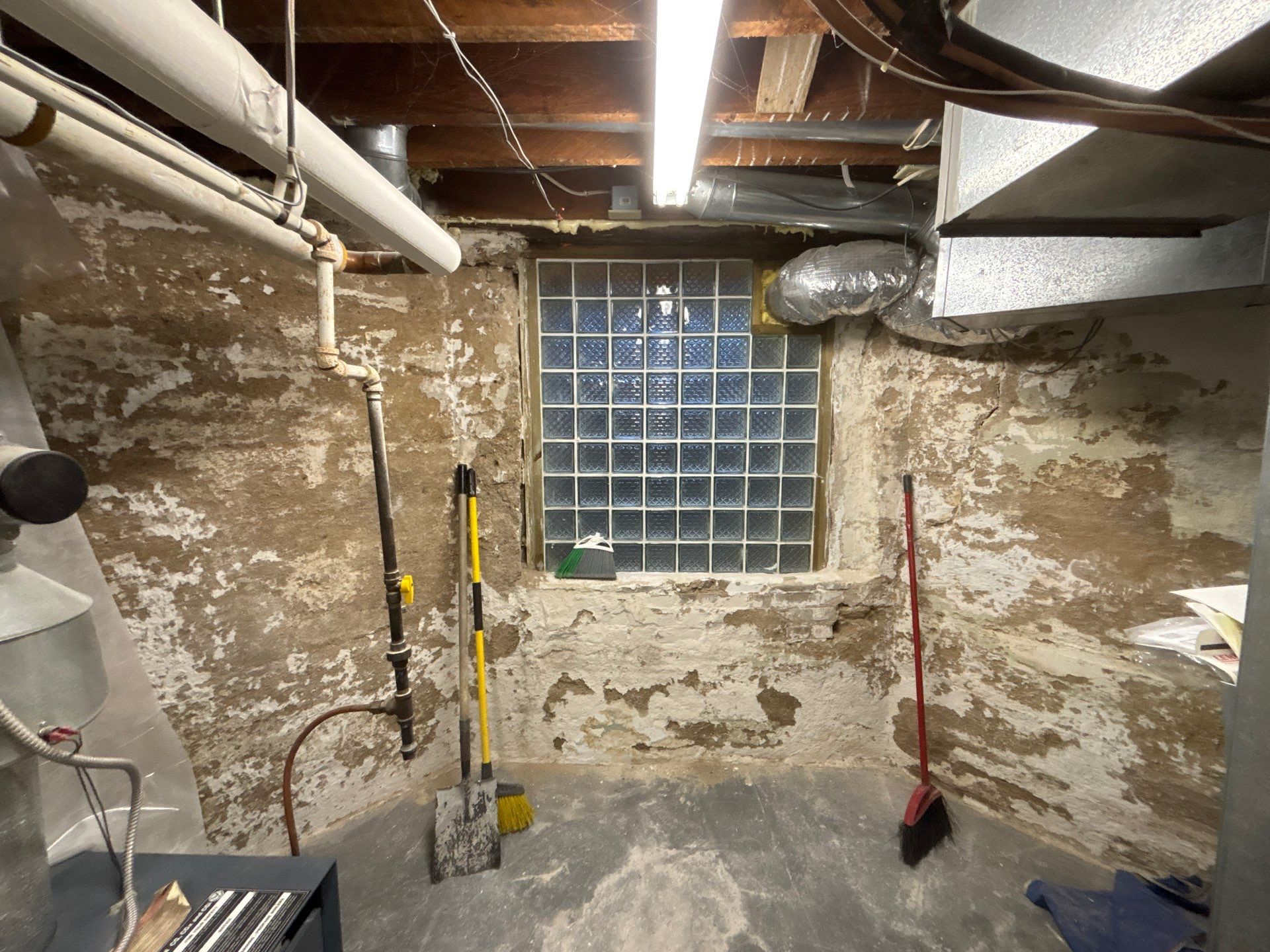 Parge Coating Drew's Stone Foundation by Waterproofing Northeast