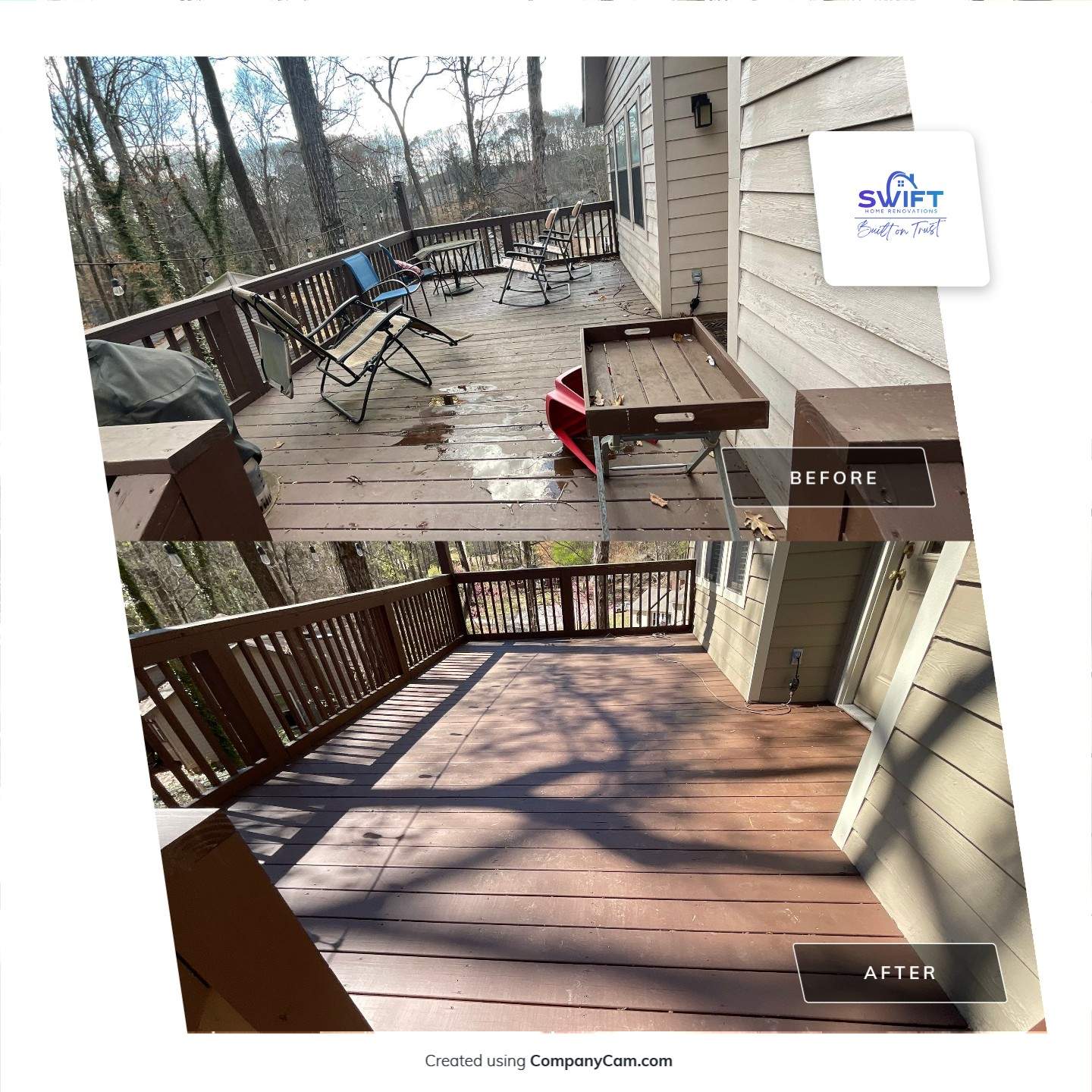 Exterior Painting and Deck Refinishing for an Acworth Residence by Swift Home Renovations