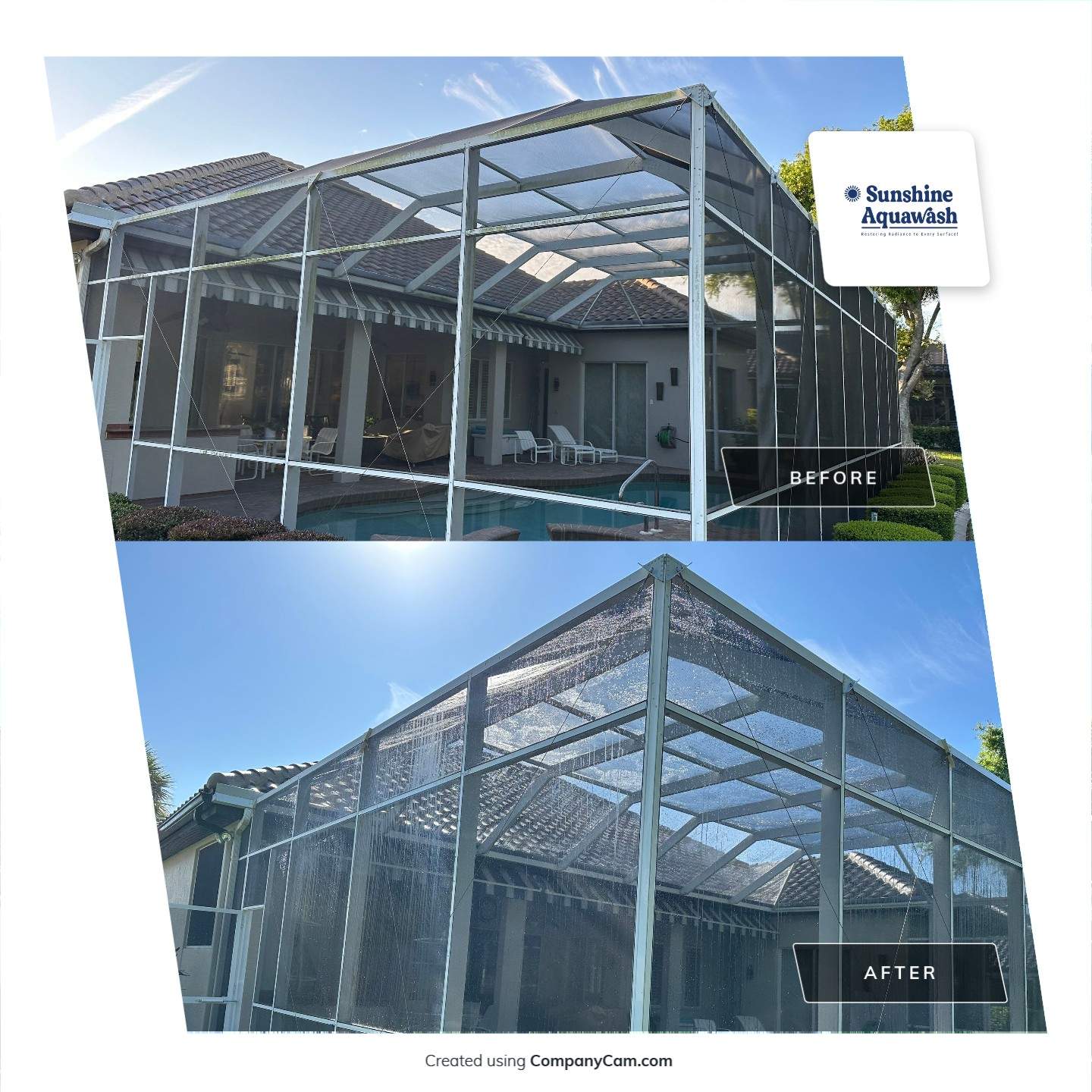 Paver Pool Deck and Screen Enclosure Cleaning in Lakewood Ranch, FL (Rosedale Highlands Community) by Sunshine AquaWash