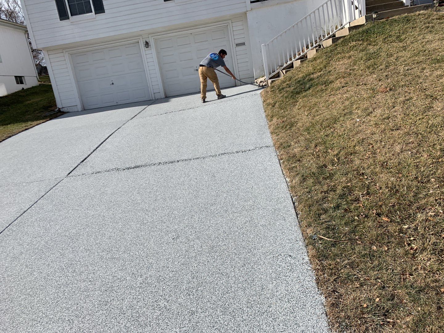 Driveway using Slate Stone by Select Painting, Coatings & Garage Cabinets