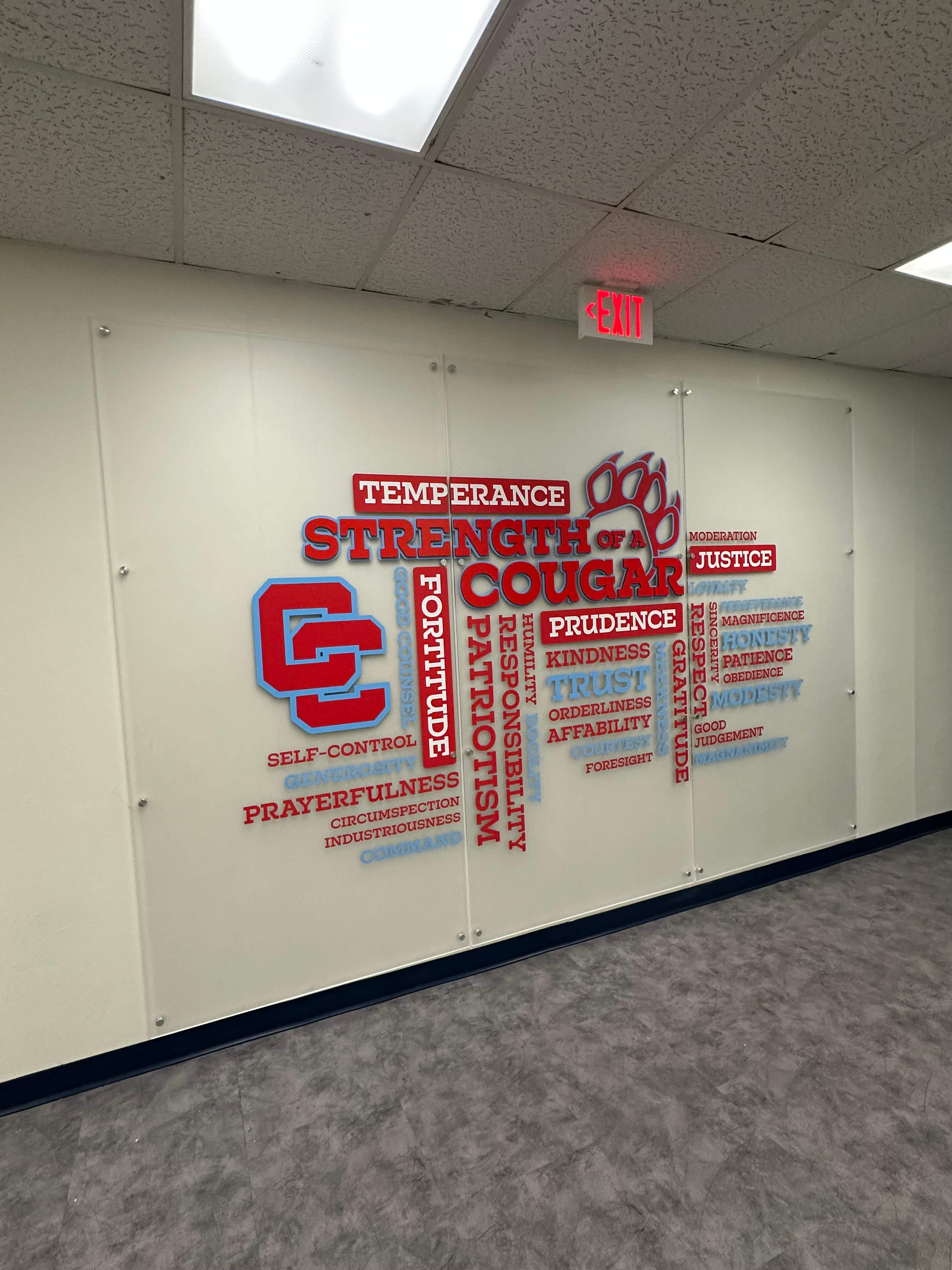Charlotte Catholic High School - Interior Acrylic & Vinyl Wall Signage by QC Signs and Graphics