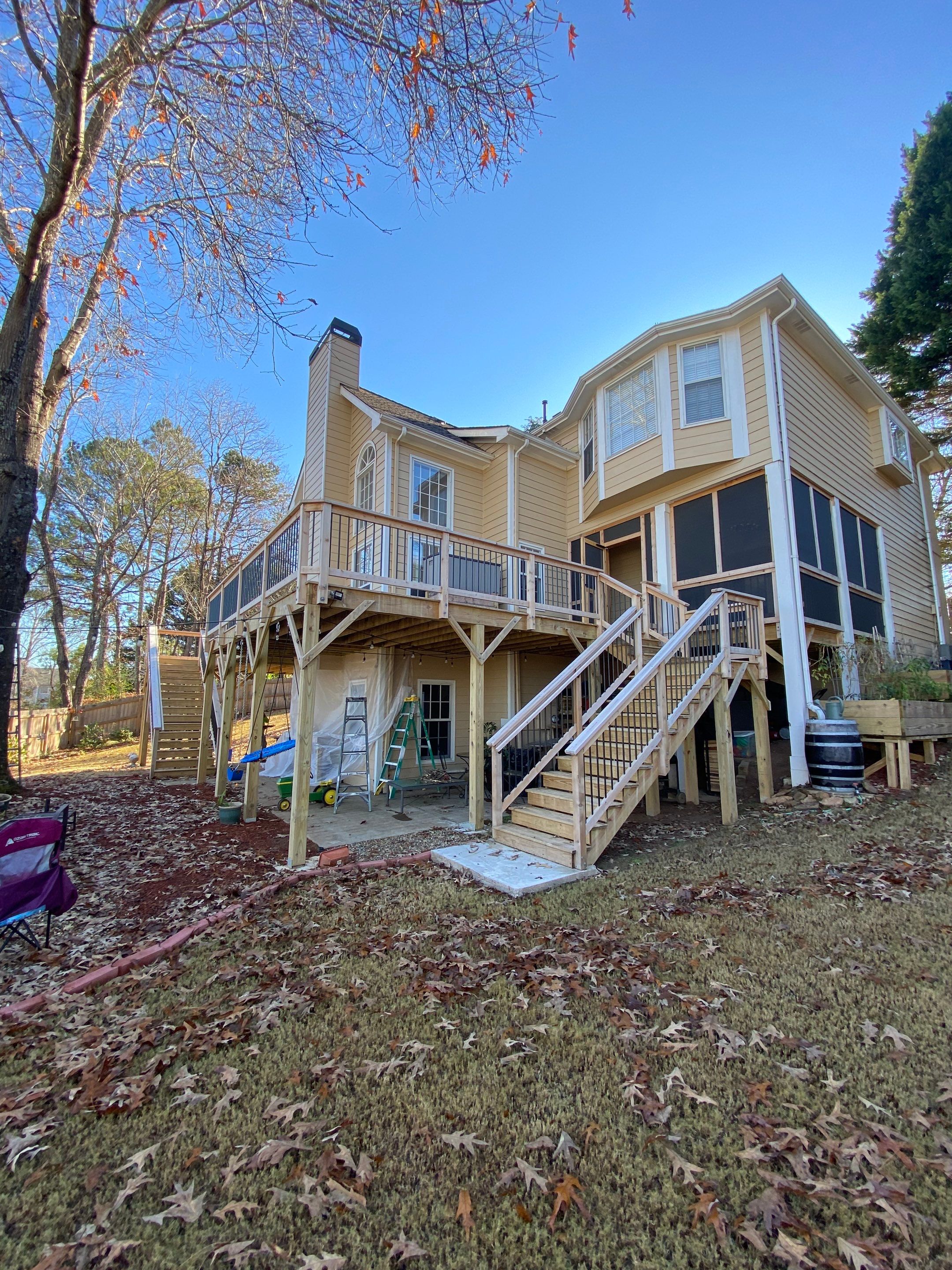Elevated Deck Staining and Structural Sealing in Alpharetta by Swift Home Renovations