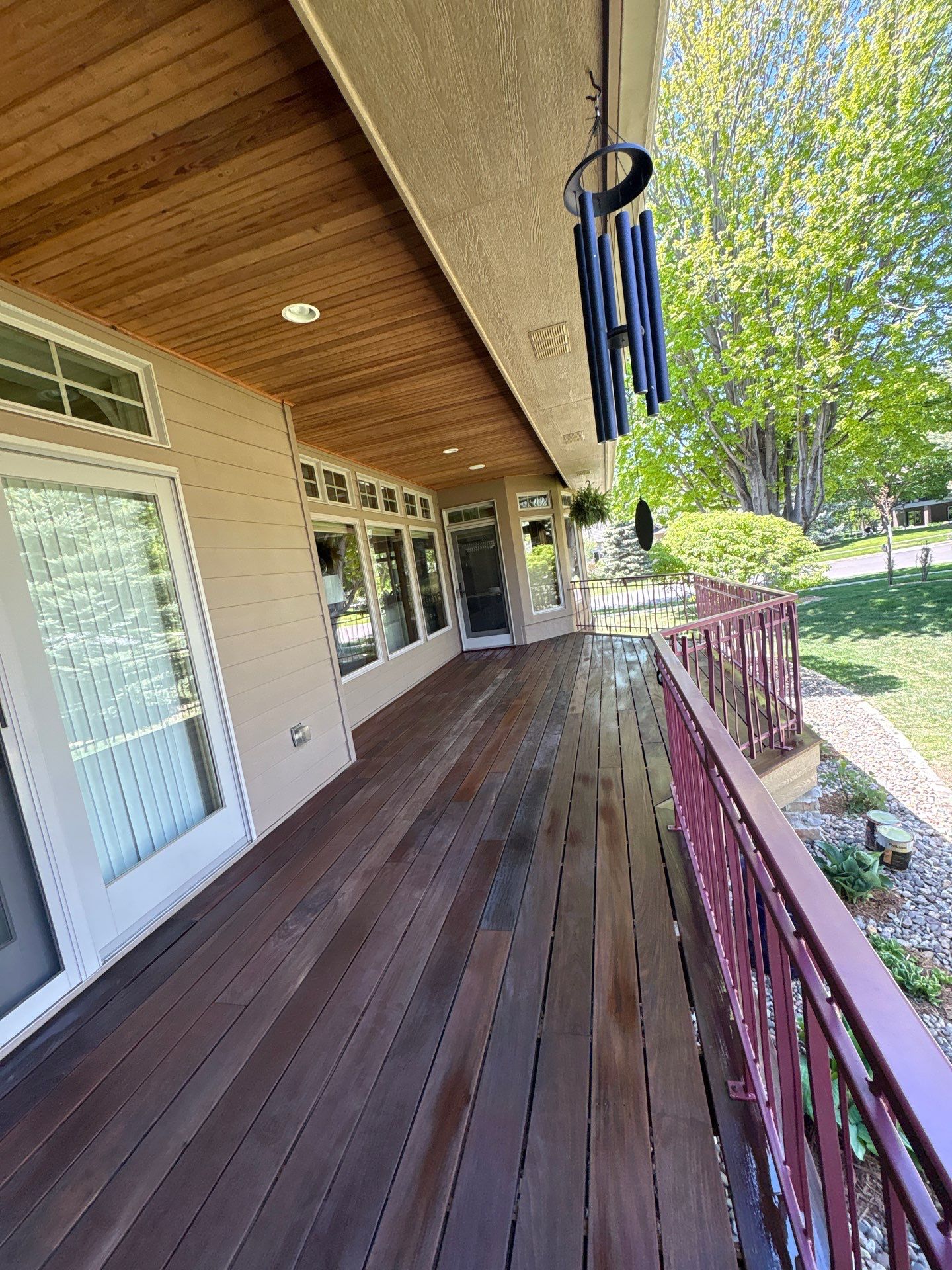 Deck Staining and Tongue and Groove Ceiling Refinish in Sioux Falls by Select Painting, Coatings & Garage Cabinets
