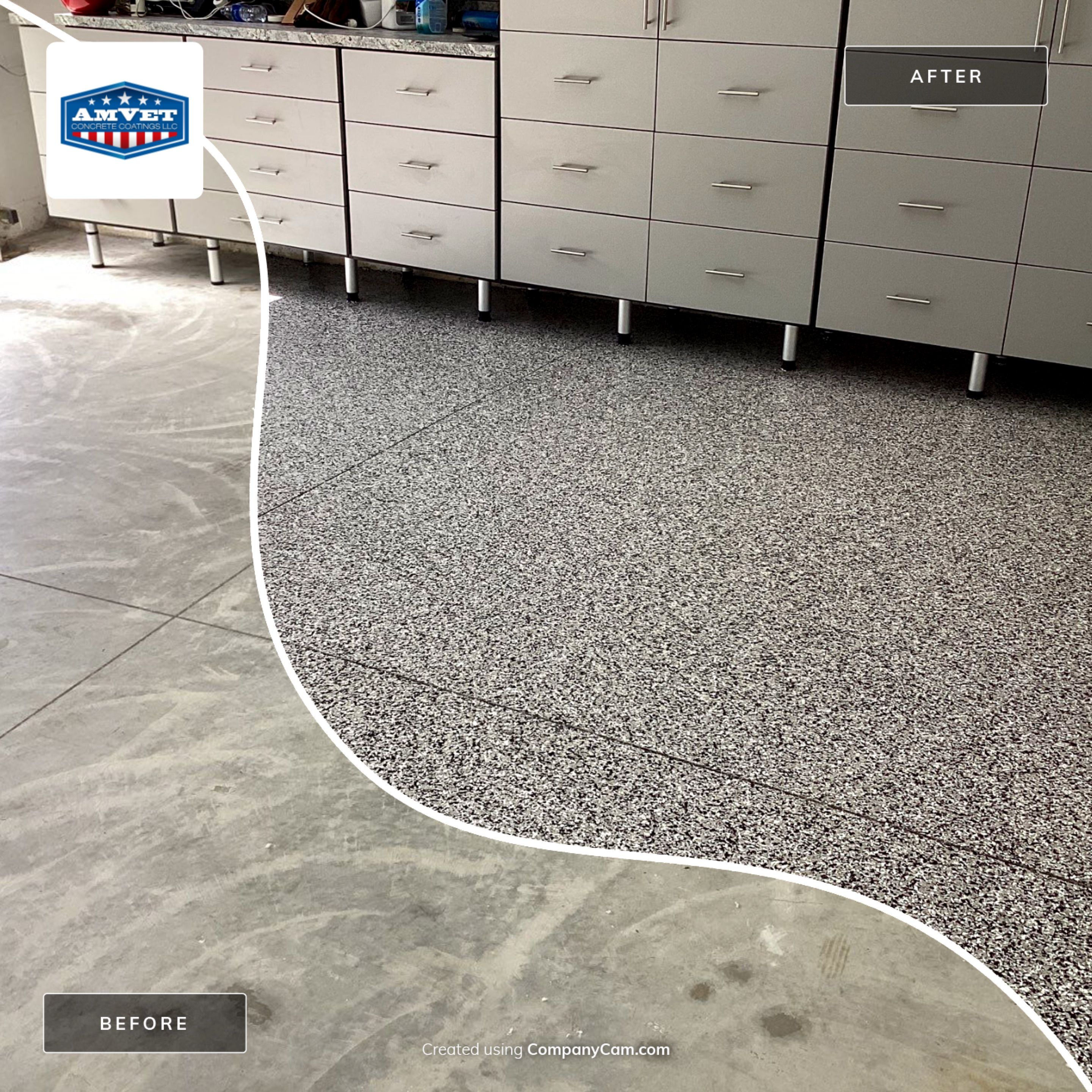 Garage using Domino by Amvet concrete coatings llc
