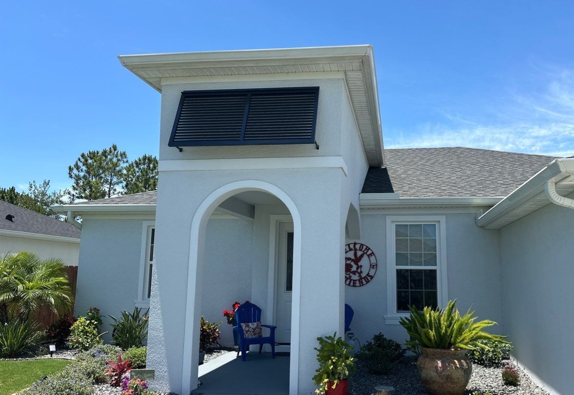 Decorative Bahamas in Grey Blue by Smart Guard Shutters