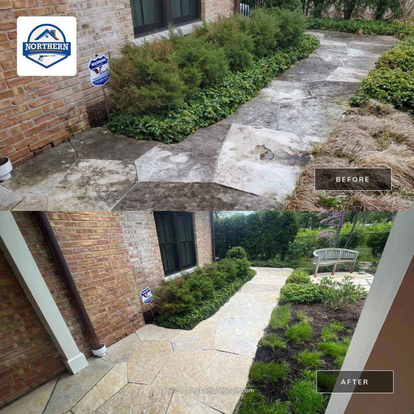 Evanston, IL stone patio cleaning by Northern Power Washing LLC.