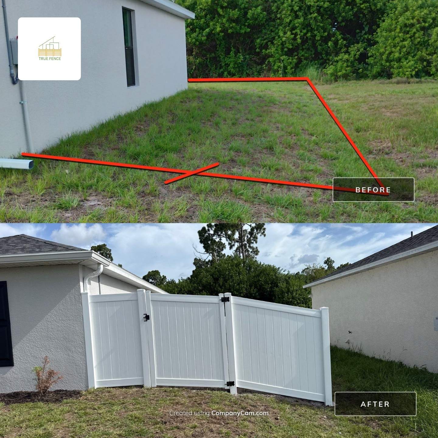 White Vinyl Privacy Fence and Gate Installation in Port Charlotte by True Fence LLC