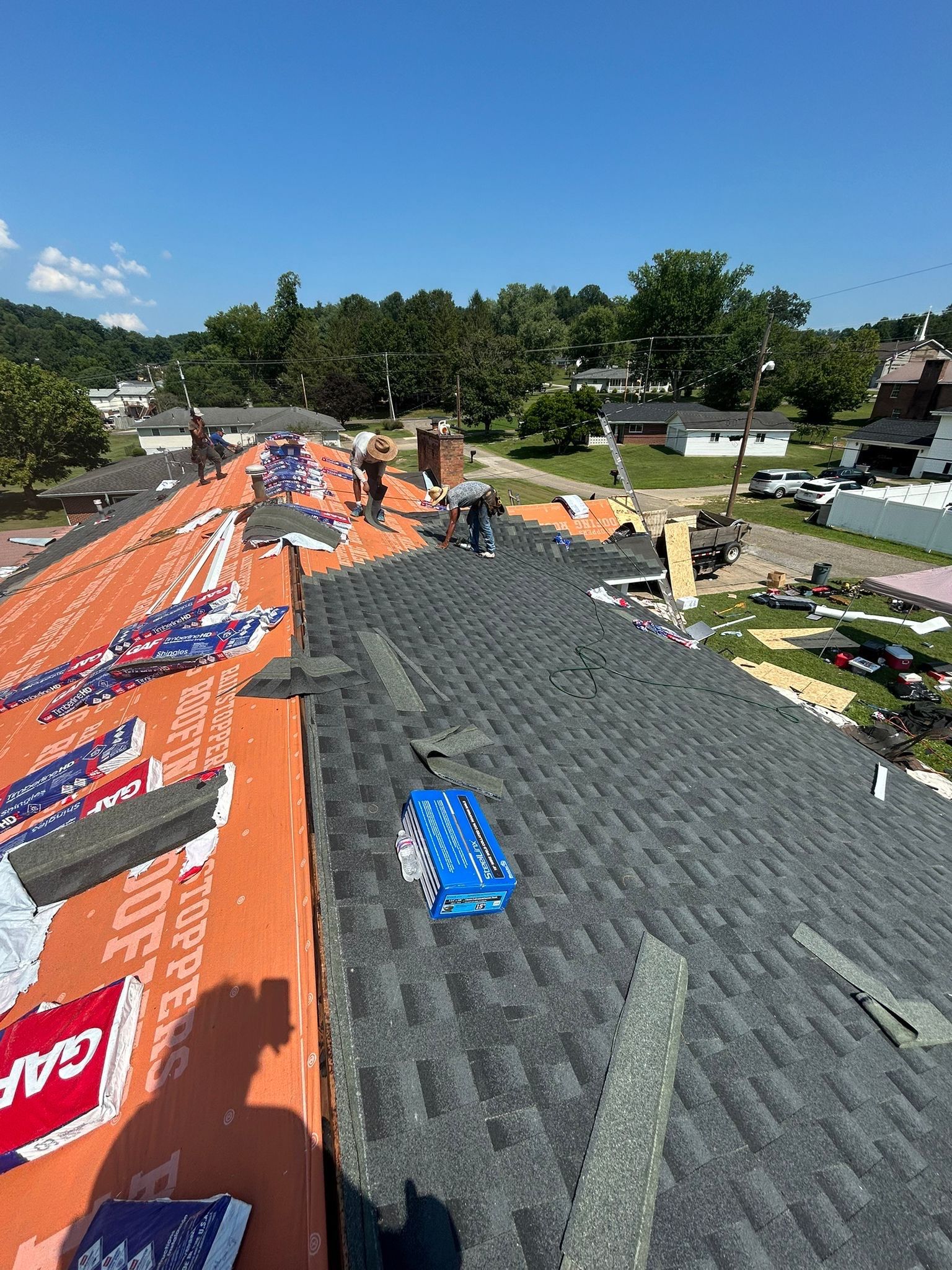 Residential Roofing Installation using GAF Timberline HDZ Charcoal by Rainstoppers Roofing