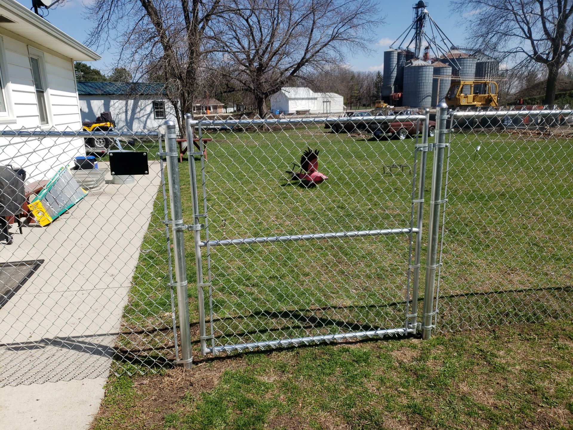Residential Galvanized Chain Link Perimeter Fencing and Gate Installation by Perfect Picket Fence and Stain