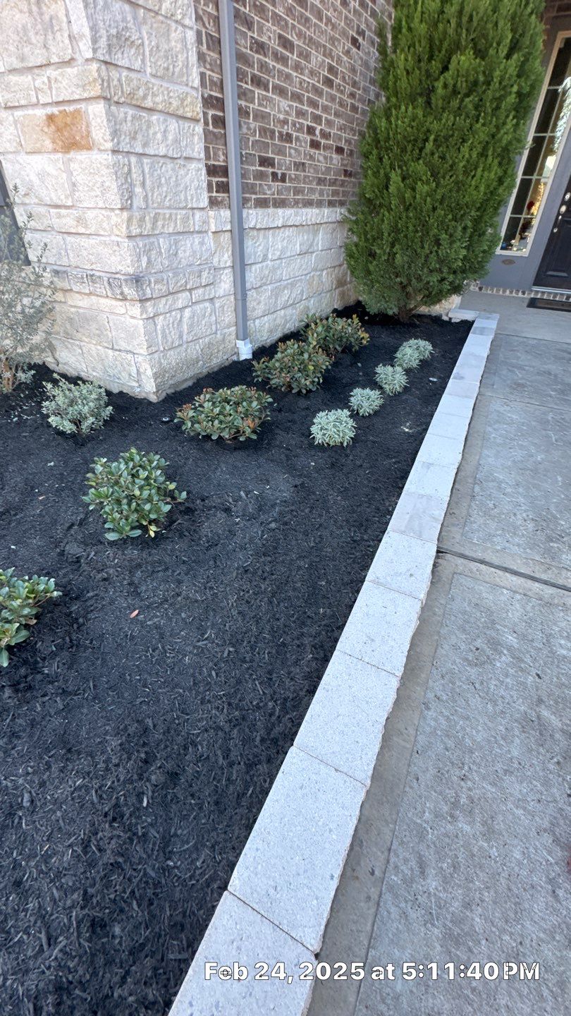 🌿✨ Darlene & Andrew’s Amazing Curb Appeal Transformation  Some projects are more than just landscaping—they’re a conversion of curb appeal from the ground up. For Darlene & Andrew, Alejandro and the Texas Urban Team designed and delivered a complete solution that reshaped their flower beds, solved drainage challenges, and gave new life to the sideyard.  💡 From planning to execution, every step was tailored to build both beauty and functionality:  🌸 Flower Beds, Reinvented  Demolition of old beds, plants, and mulch.  Fresh soil preparation, weed protection, and a brand-new retainer wall built with hand-cut stone and decorative caps.  Carefully selected plants and garden mix to ensure health and visual harmony.  💧 Drainage & Irrigation Upgrades  Outdated corrugated pipes replaced with PVC drainage lines to carry water safely away from the foundation.  New irrigation system combining drip lines and sprinklers—watering plants while keeping the house walls protected.  Sideyard drainage extended with catch basins and PVC piping to prevent water pooling and foundation stress.  🚶 Functional Sideyard with Walkway & Trash Area  Graded and leveled sideyard to manage runoff.  Installed a modern gravel and paver walkway for easy access.  Built a firm and tidy concrete-paver pad for trash containers—making the space both practical and polished.  🛠️ Stonework & Craftsmanship  Every stone in the retainer wall was cut, set, and secured by the team of handcrafters, ensuring a durable build that doubles as a design statement.  ✅ Outcome: Darlene & Andrew’s property now has better drainage, a clean and organized sideyard, and elegant new flower beds—all designed for long-term durability and lasting beauty.  📢 Before hiring anyone, review our portfolio. Our work speaks louder than words—each project is a blend of function, protection, and design crafted to last. by Texas Urban Elements