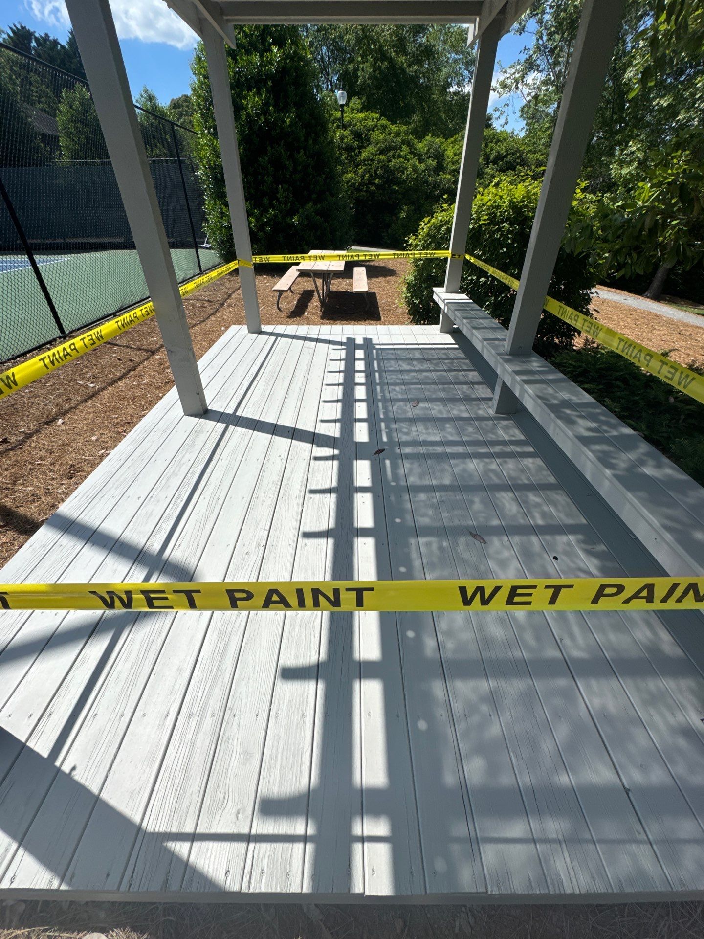 Exterior Deck and Pavilion Painting for Wexford Tennis Club in Roswell by Swift Home Renovations