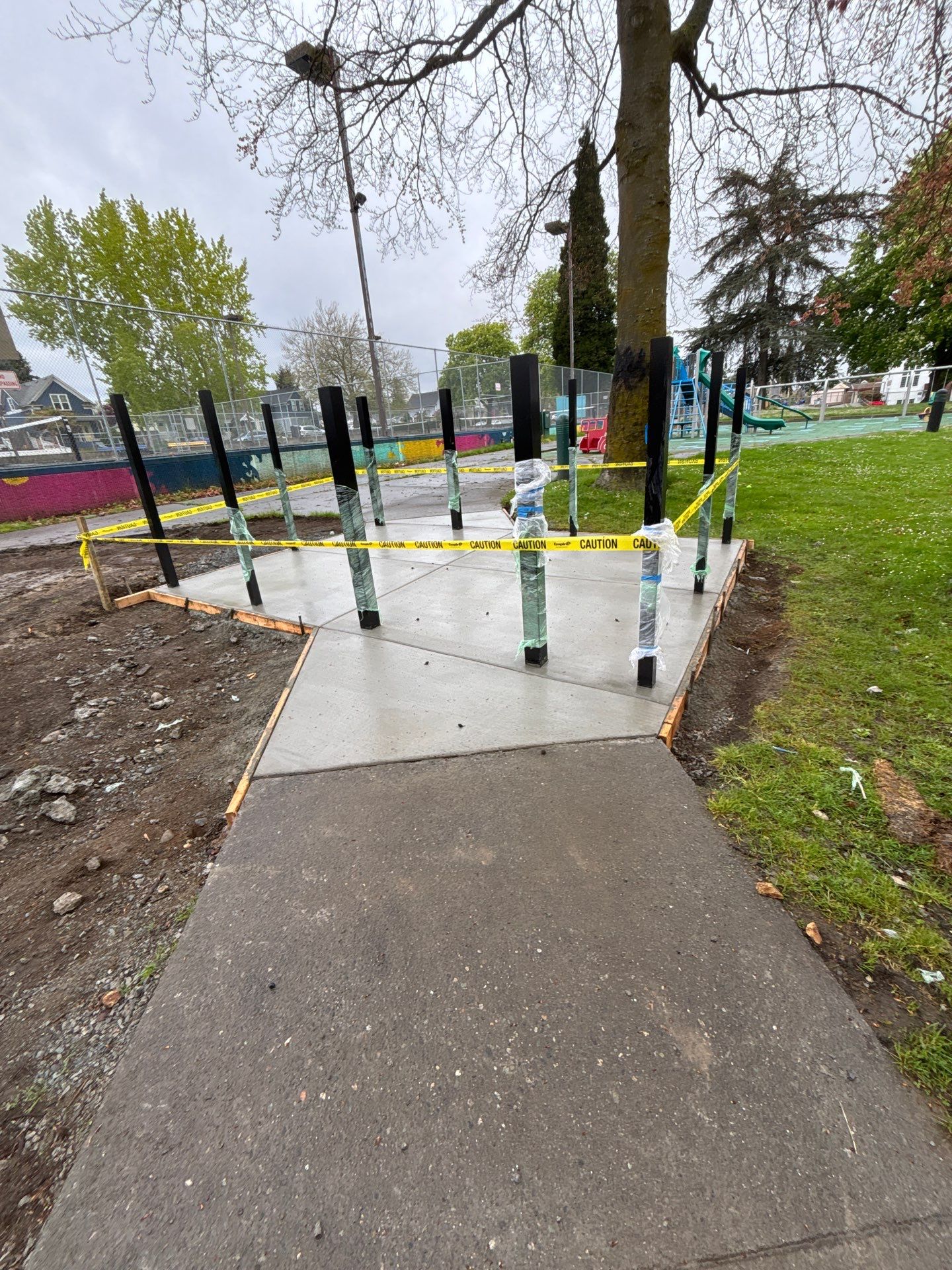 Concrete Patch Repair with Bollards | Clark Dog Park - Everett  by Jireh Asphalt & Concrete Inc 