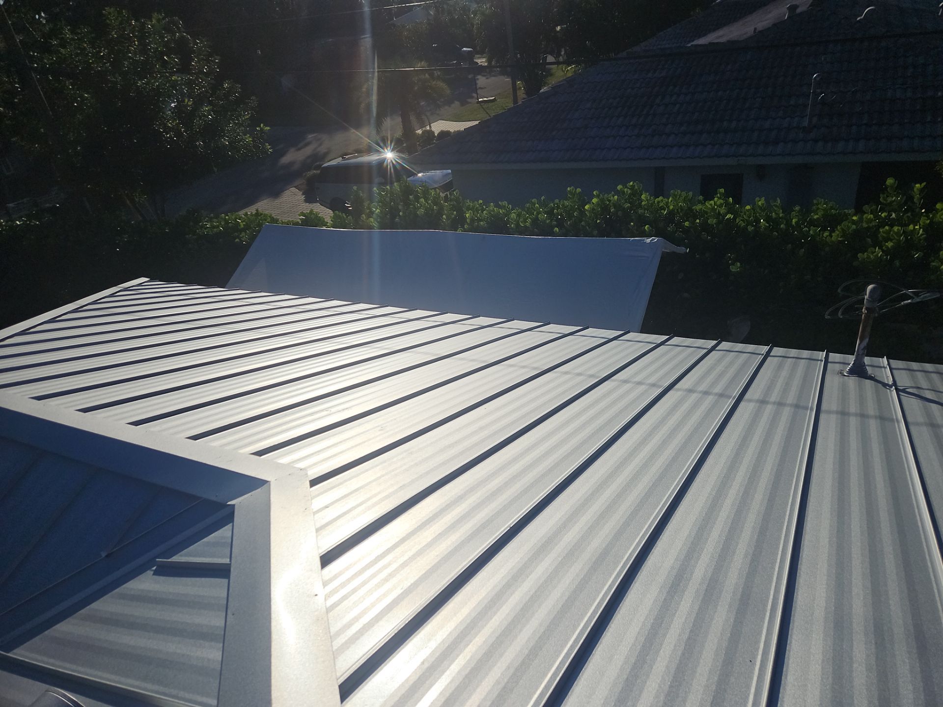 Residential Roofing Installation using 1" Nail strip metal roof by BLUES BROTHERS ROOFING