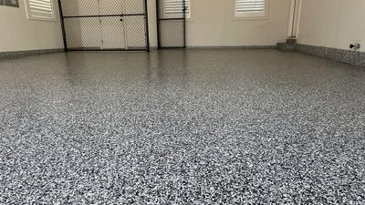 Jim E. went with a beautiful Banner Flake floor 