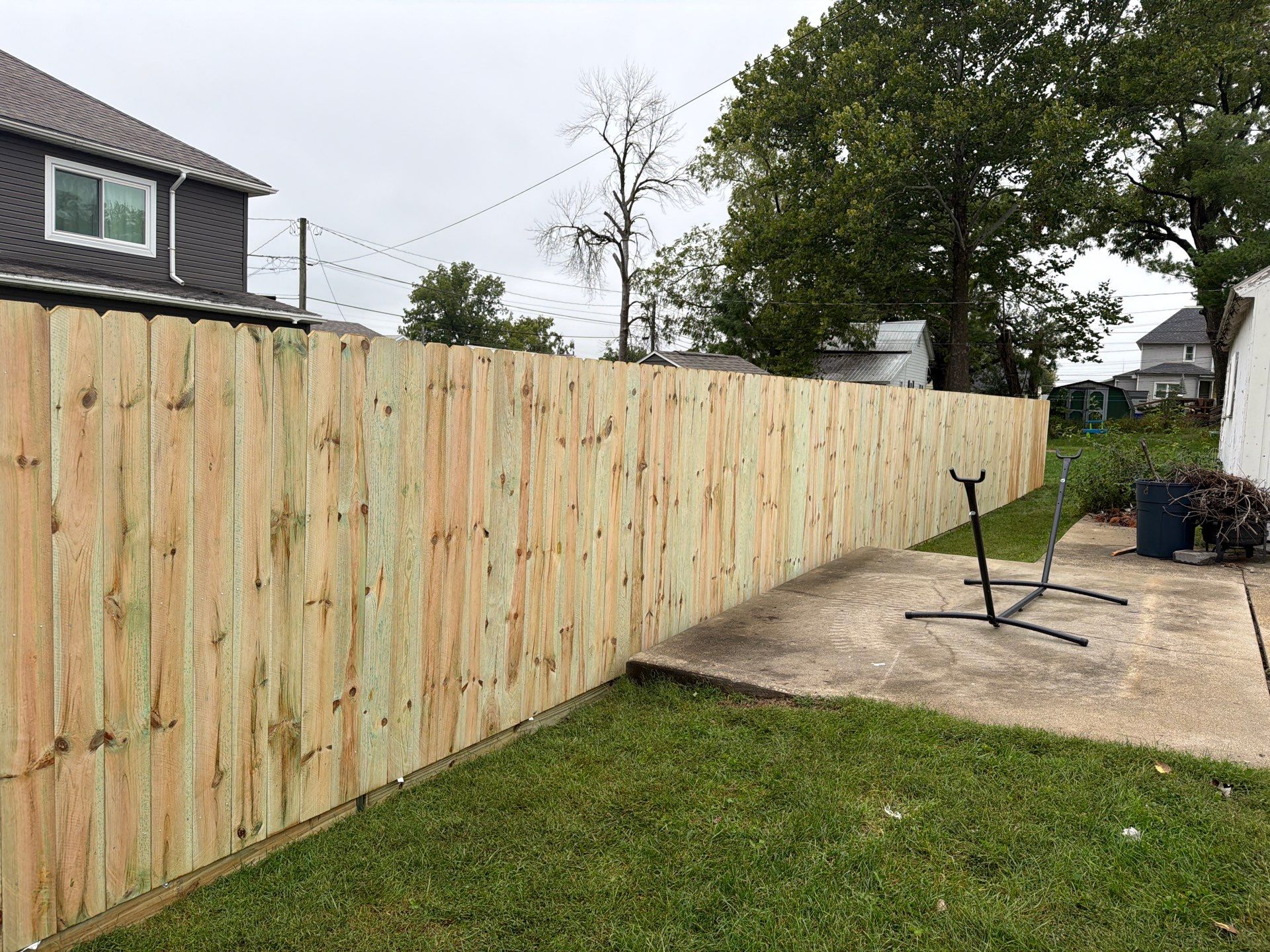 Custom Wood Privacy Fence and Black Chain Link Gate in Independence by Perfect Picket Fence and Stain