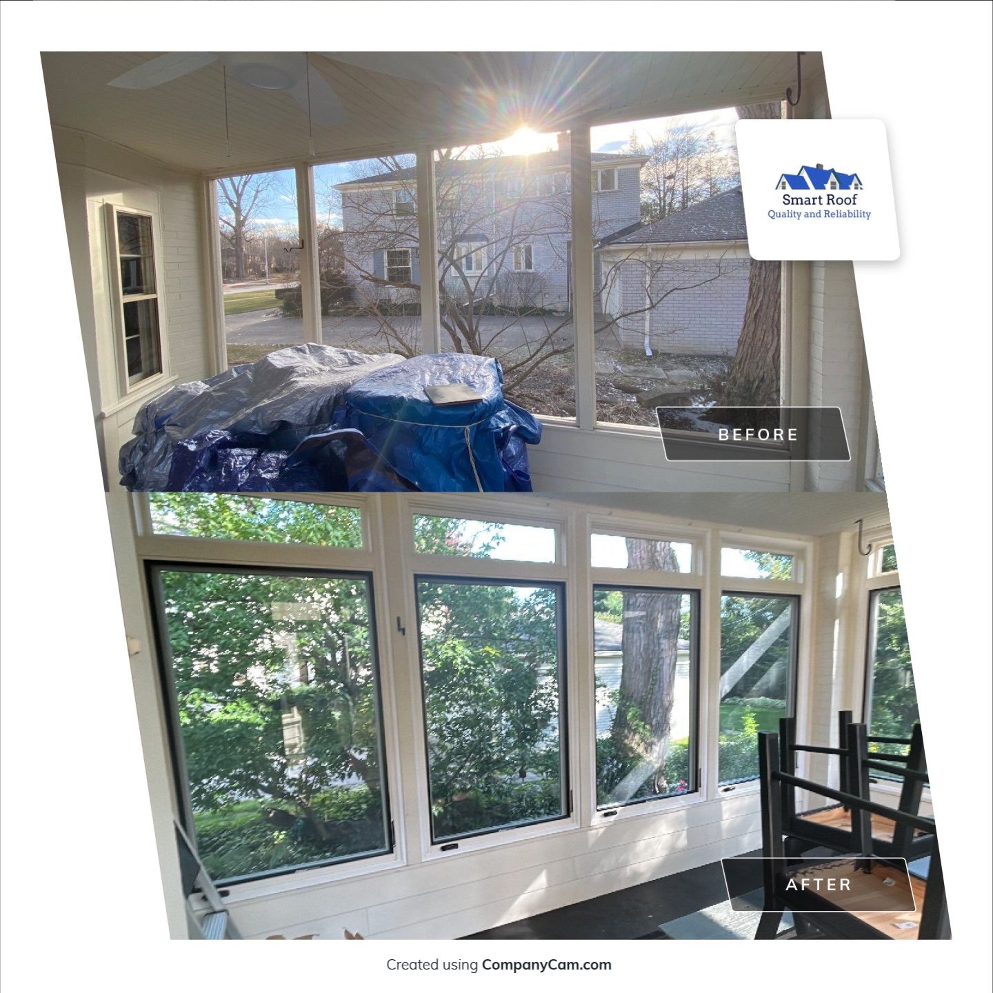 Window Installation using Andersen Windows E-Series with aluminum clad by Smart Roof
