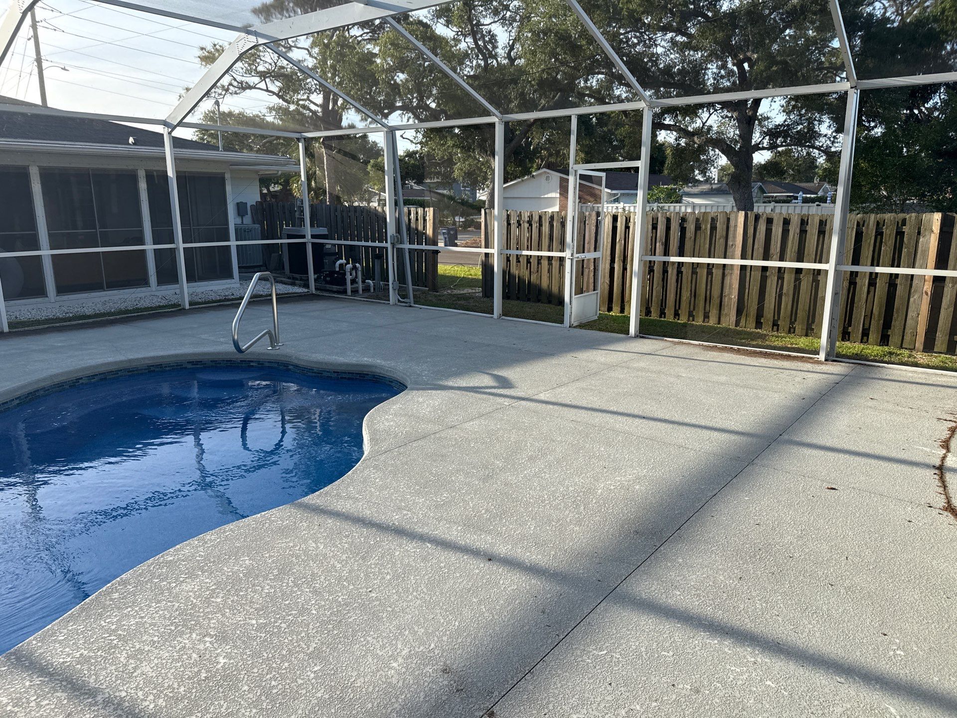 Painted Pool Deck & Pool Cage Cleaning in Allendale – Bradenton, FL by Sunshine AquaWash