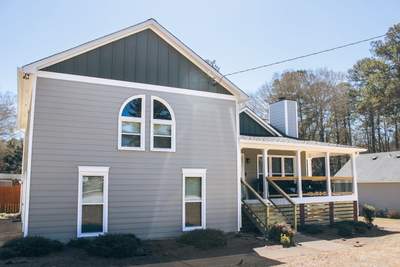 Acworth, GA James Hardie Board and Batten Siding Installation, Porch Renovation, Exterior Painting, and Window Replacement