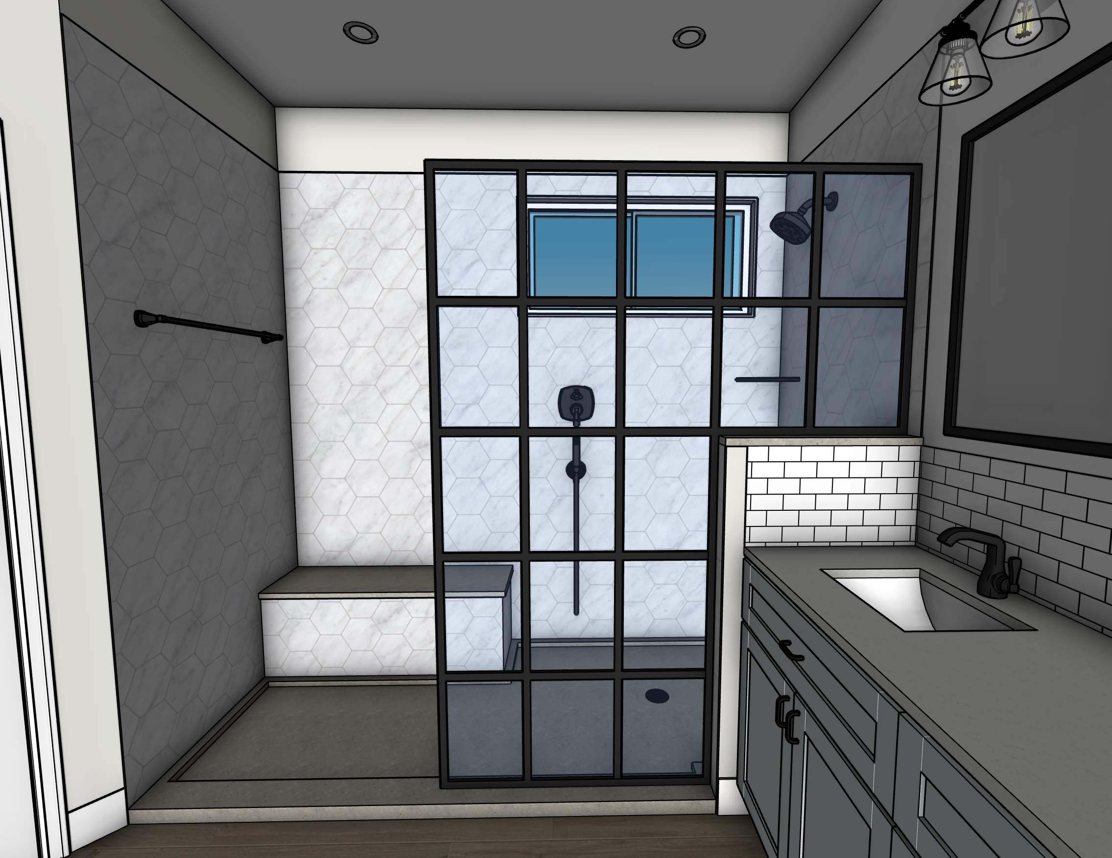 Stone Oak Bathroom Remodel with Paned Shower Glass by Legacy Bath and Kitchen