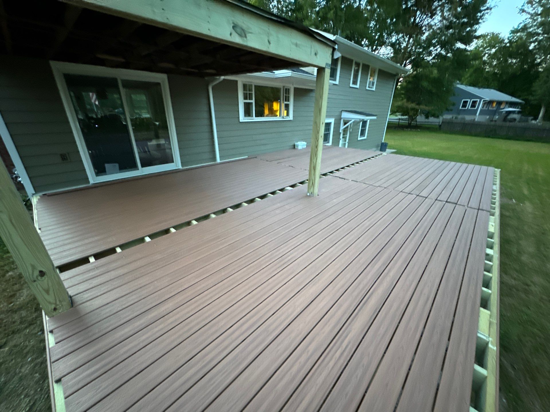 New Deck using Trex Tiki Torch  by deck guardian