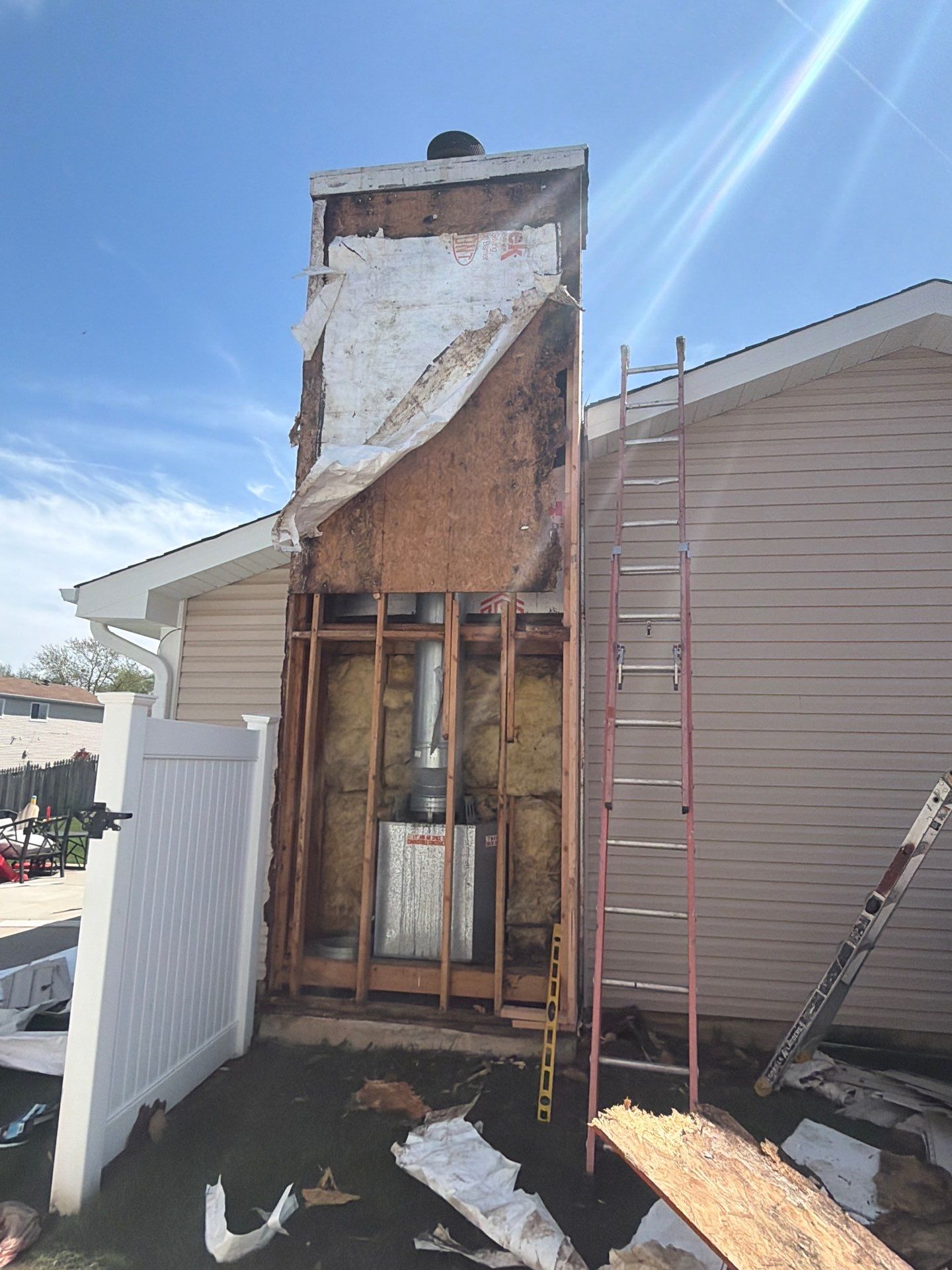 Chimney siding replacement by Optimal Home Improvement