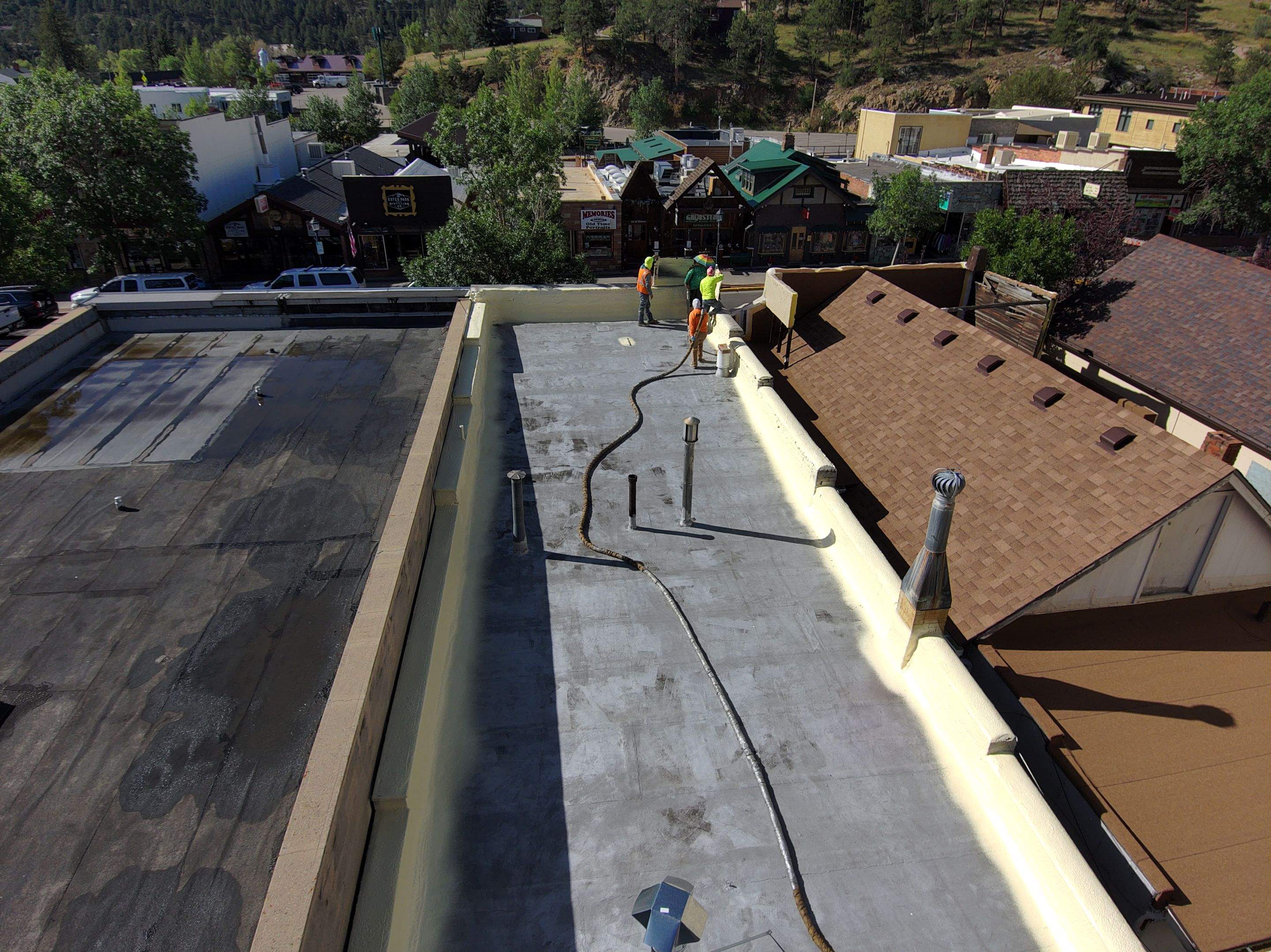 Estes Park "The Taffy Shop" Before & After Gaco Coating by Blue Peaks Roofing LLC