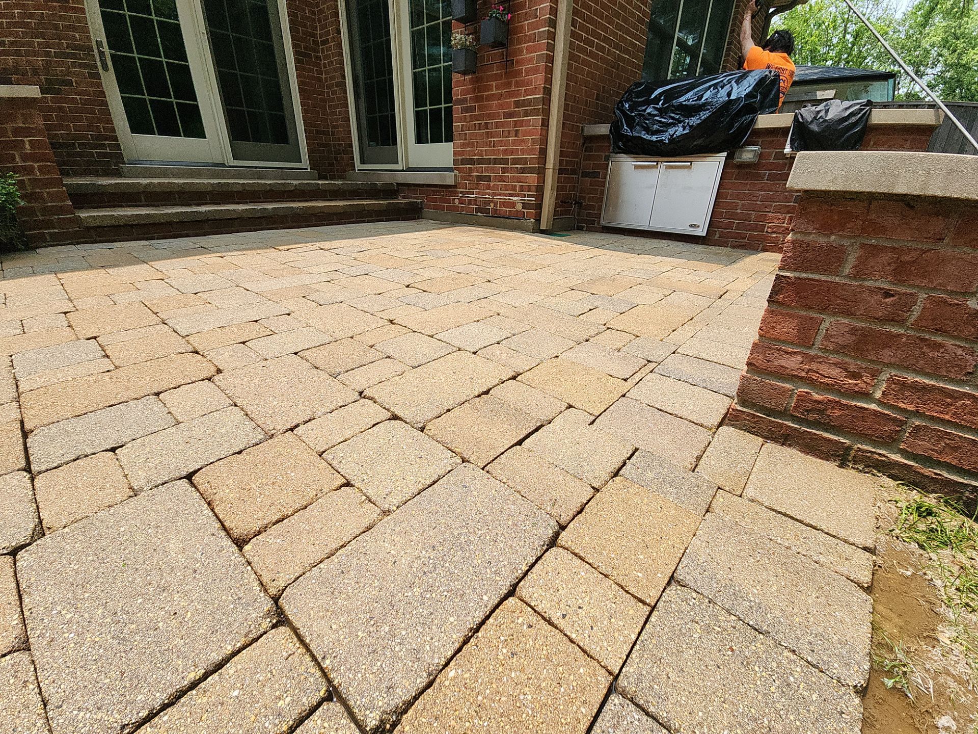 Brick paver repair, clean, seal and poly sanding by Northern Power Washing LLC.