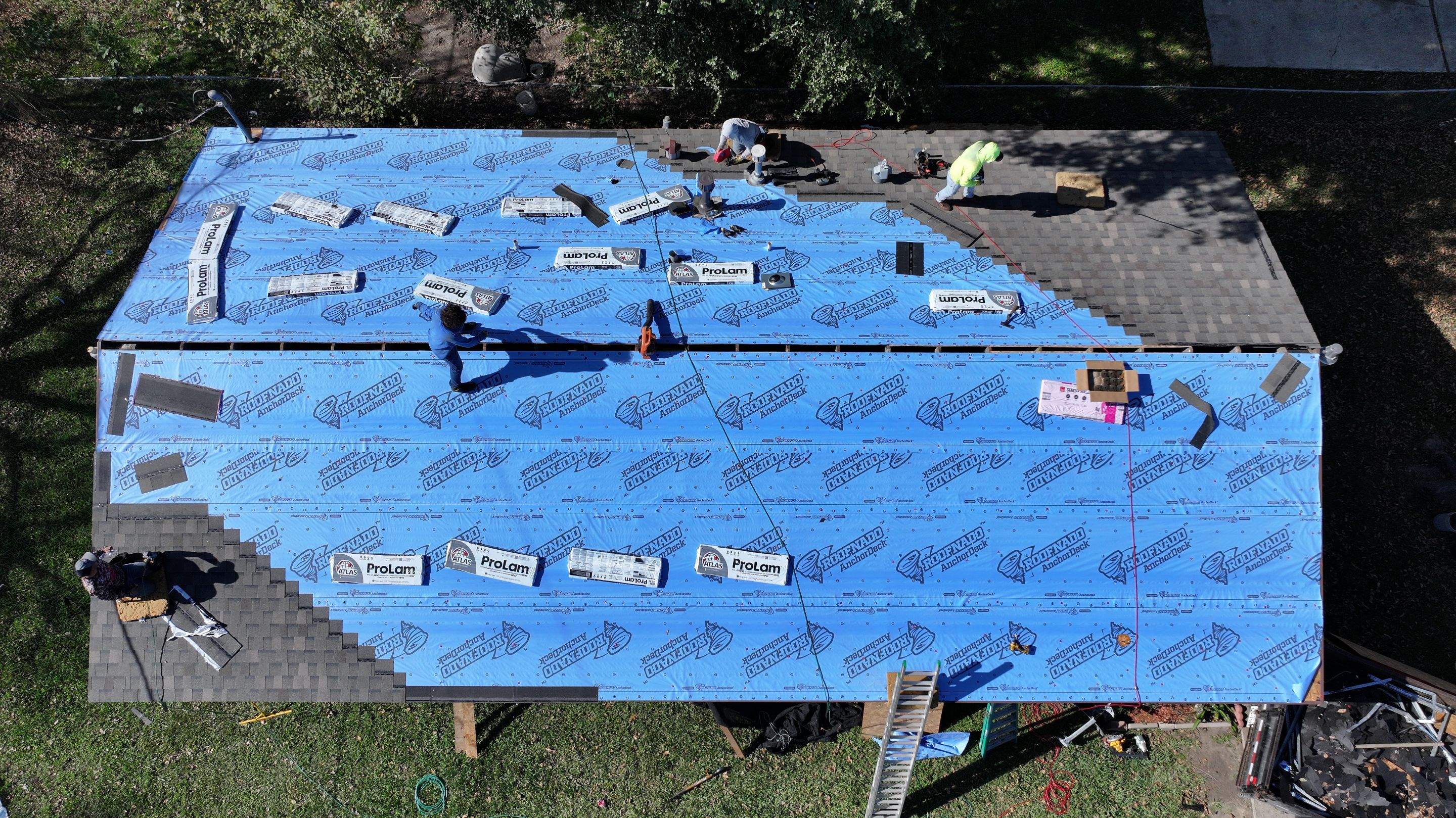 Complete Roof Replacement, Crew in Action — Houston, TX by PL Roofing & SB Roofing, LLC.