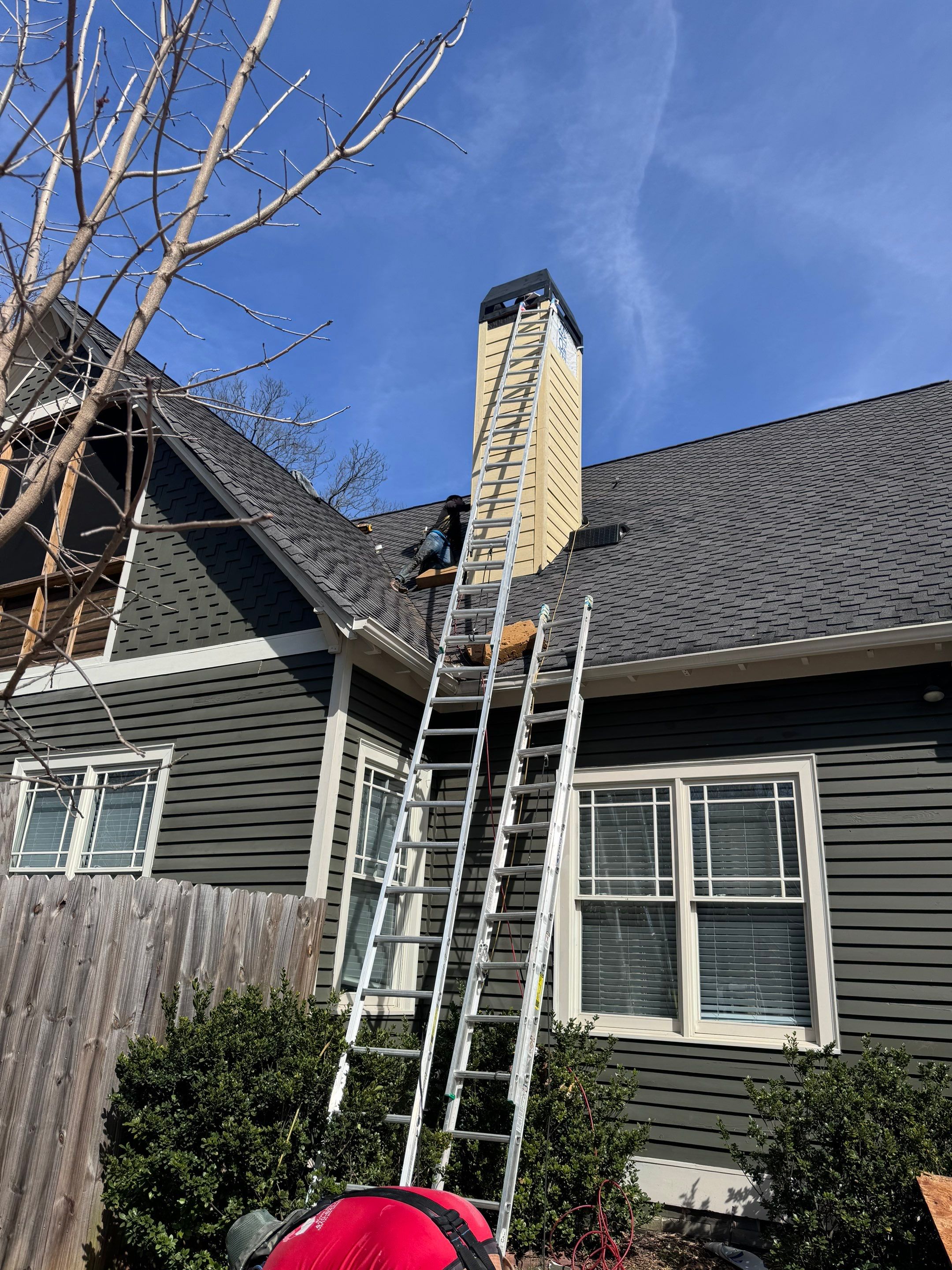 all NEW Siding on Rotted Chimney  by Nailed It Roofing & Remodeling LLC
