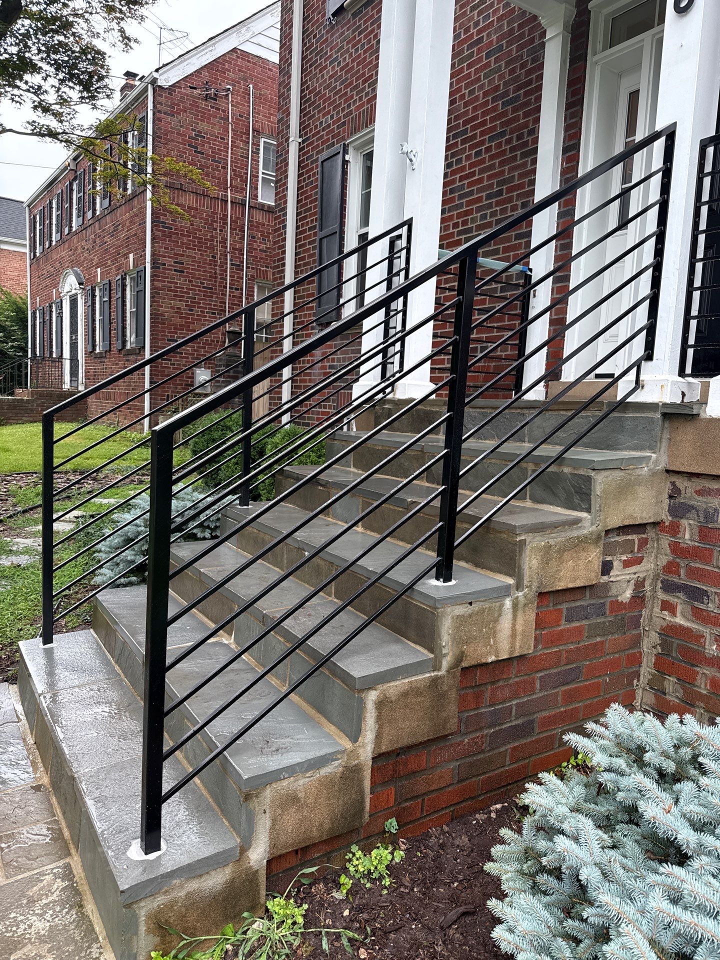 Modern Horizontal Steel Railings – Front Entry Renovation – Washington, DC by Capitol Iron Works