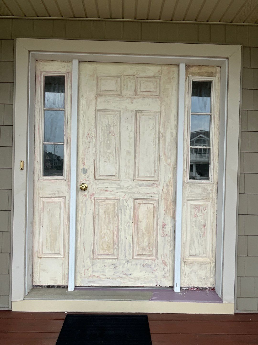 Front Door and Sidelight Refinishing and Painting in Avalon New Jersey by FreshCoat Works LLC