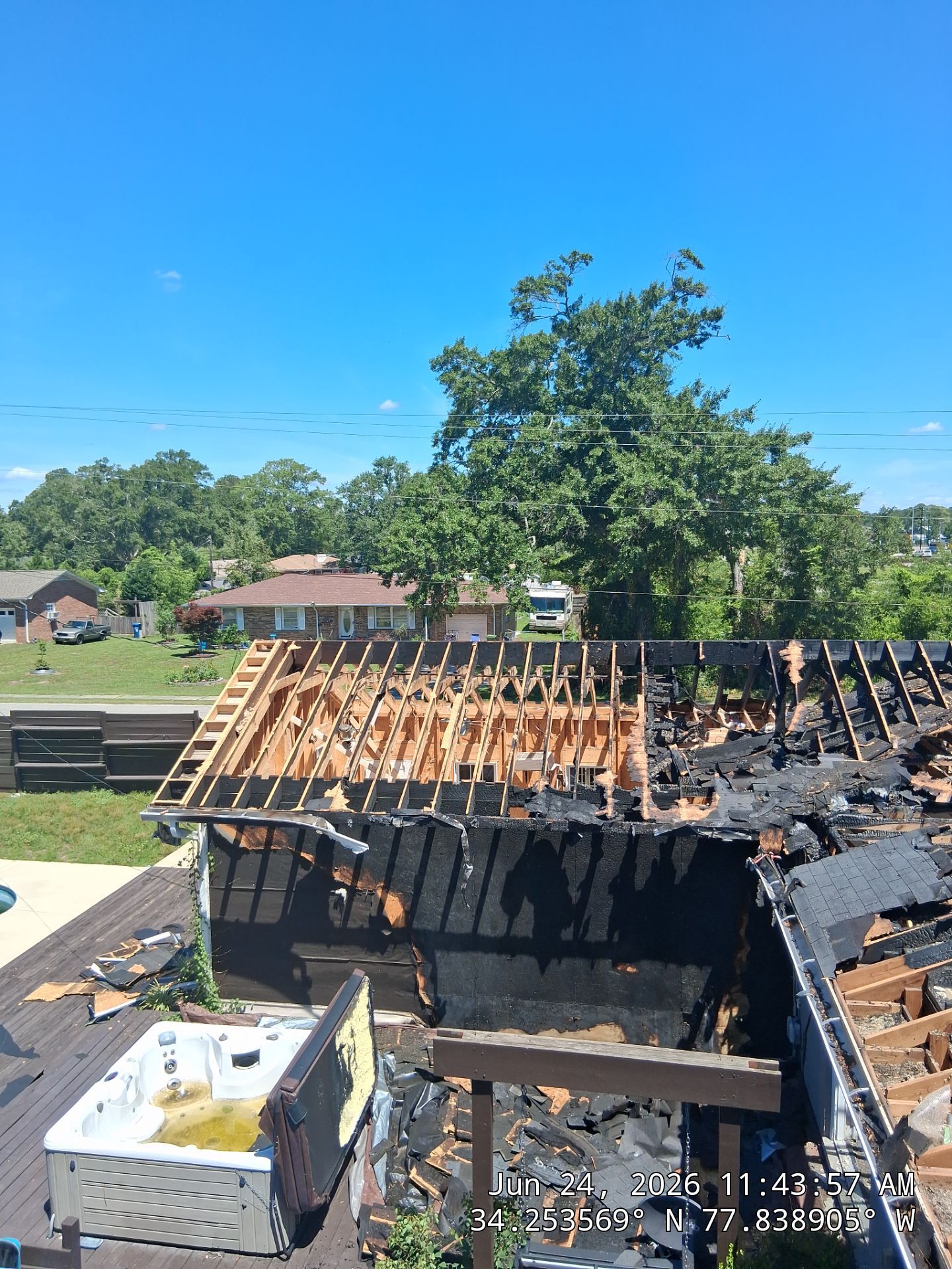 Fire Damage Restoration in Progress for Wilmington Single-Story Home by RGR Construction and Roofing, LLC