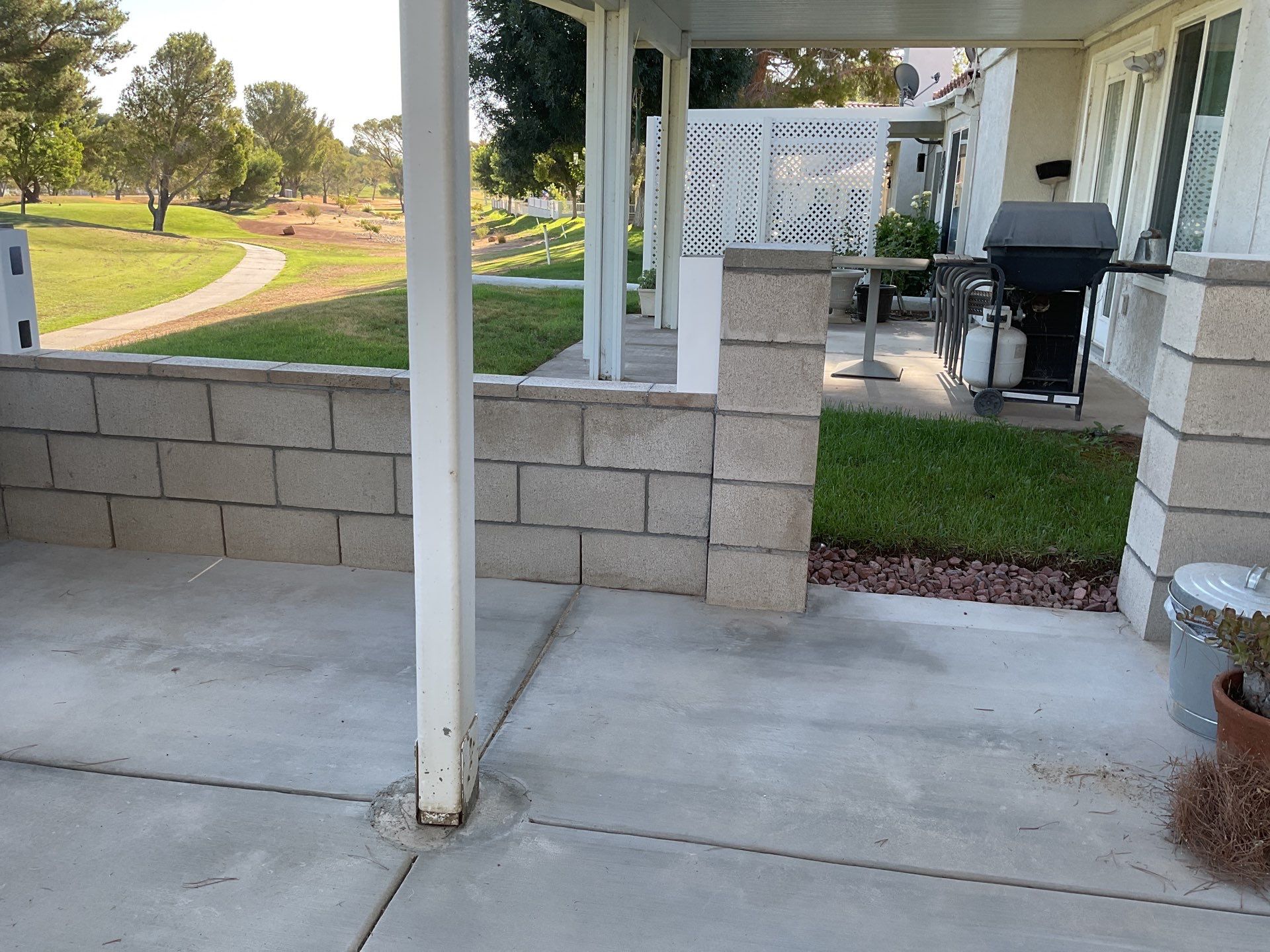 White Box Picket Fence on top of block wall  by Fence Guys Inc. 