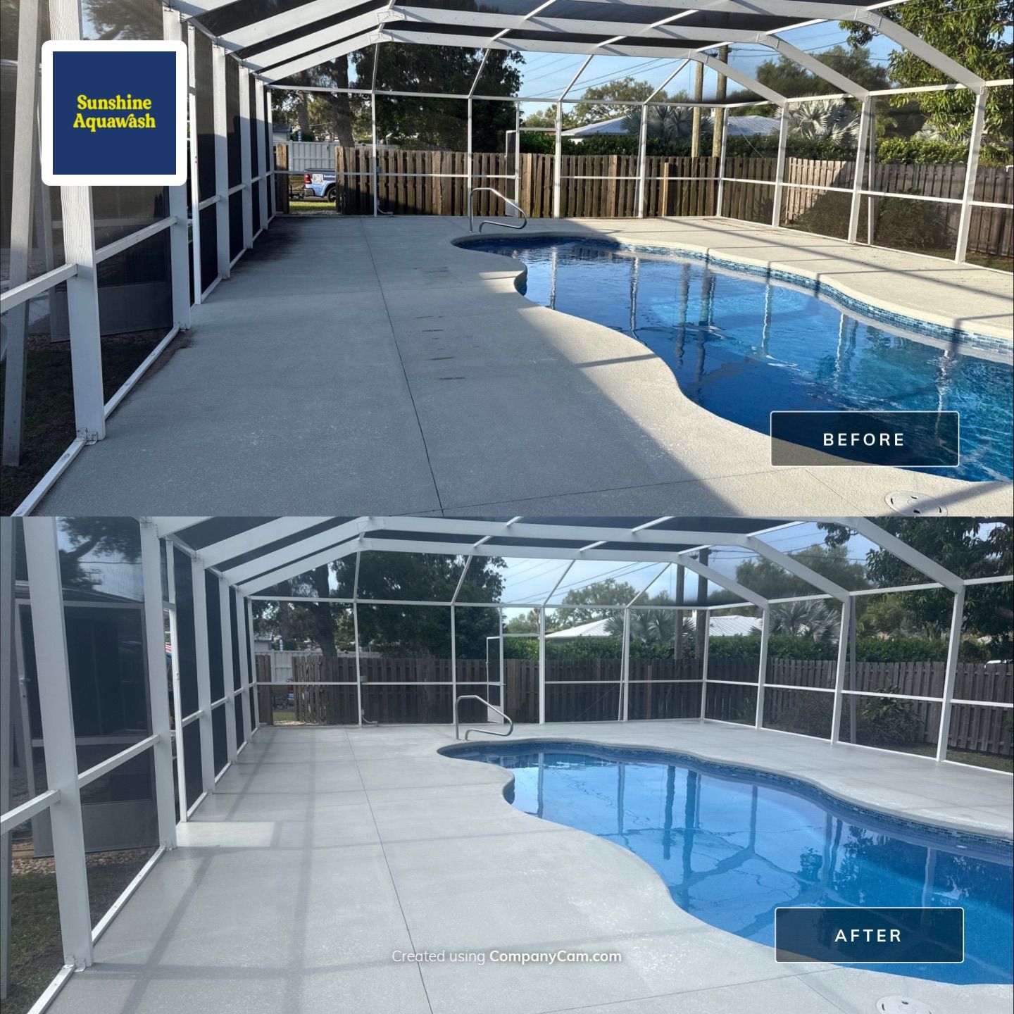 Painted Pool Deck & Pool Cage Cleaning in Allendale – Bradenton, FL by Sunshine AquaWash