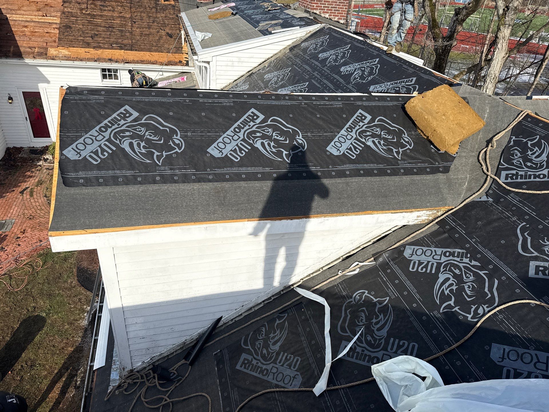 Historic 65-Square Connected Farmhouse Re-Roof in Medfield, MA – Owens Corning Duration Designer, Summer Harvest by JOHNNYS PRO