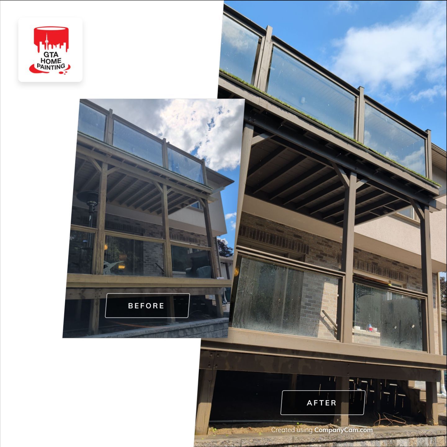 Multi-Level Deck Restoration and Glass Railing Installation in King by GTA HOME PAINTING