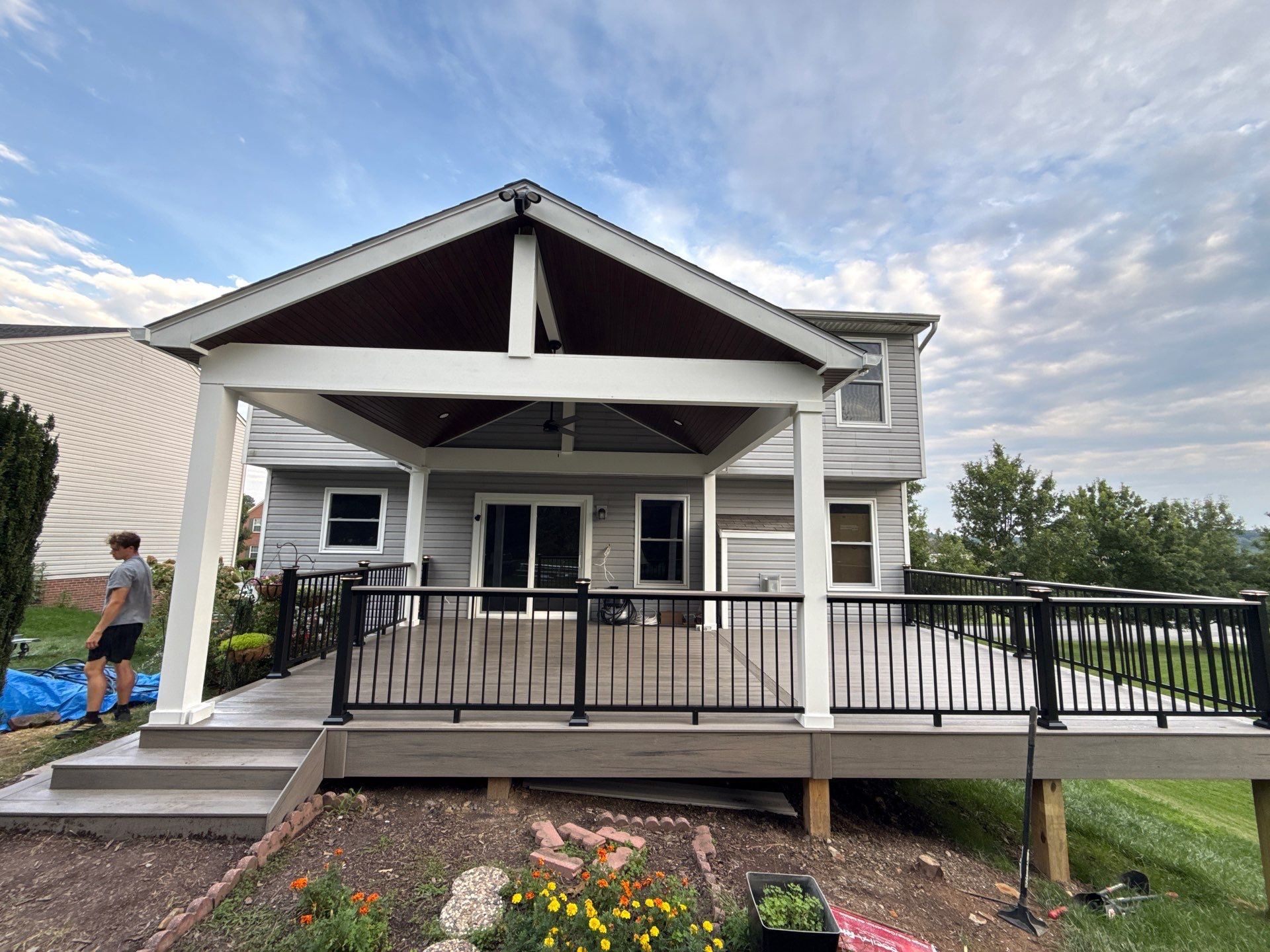 Custom Composite Deck Build with Gabled Roof in Jefferson Hills by Cousins Roofing Siding & Decks
